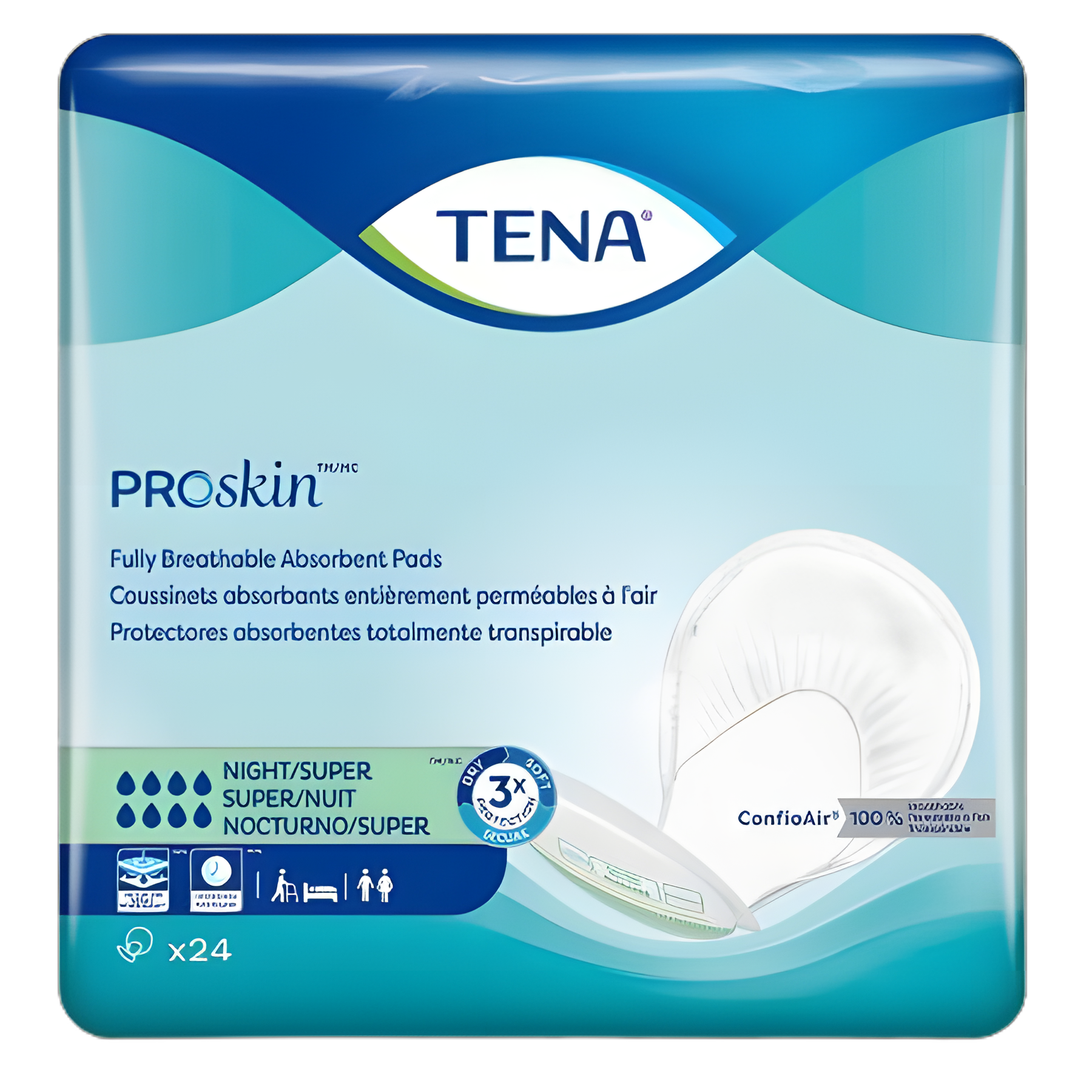 Incontinence Liner TENA ProSkin™ Night Super 27 Inch Length Heavy Absorbency Dry-Fast Core™ One Size Fits Most