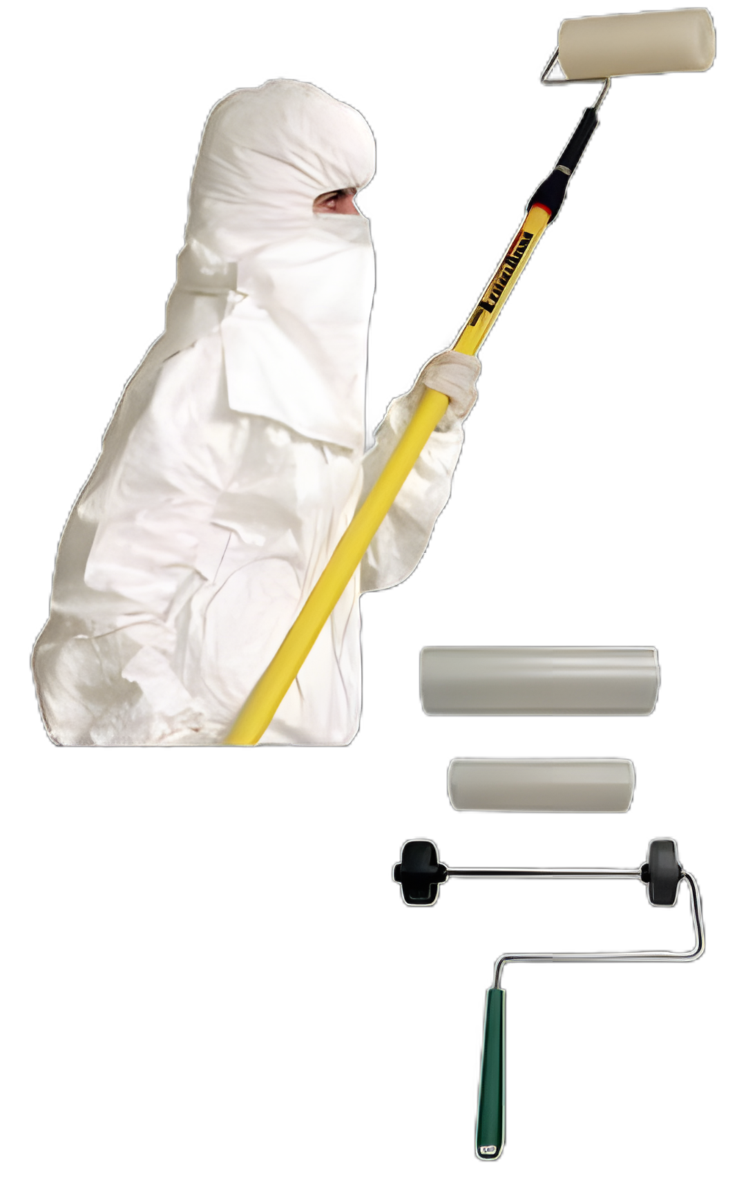 PolyTack Cleanroom Tacky Roller Kit 18 Inch with Extension Pole - Yellow, NonSterile, Plastic/Film