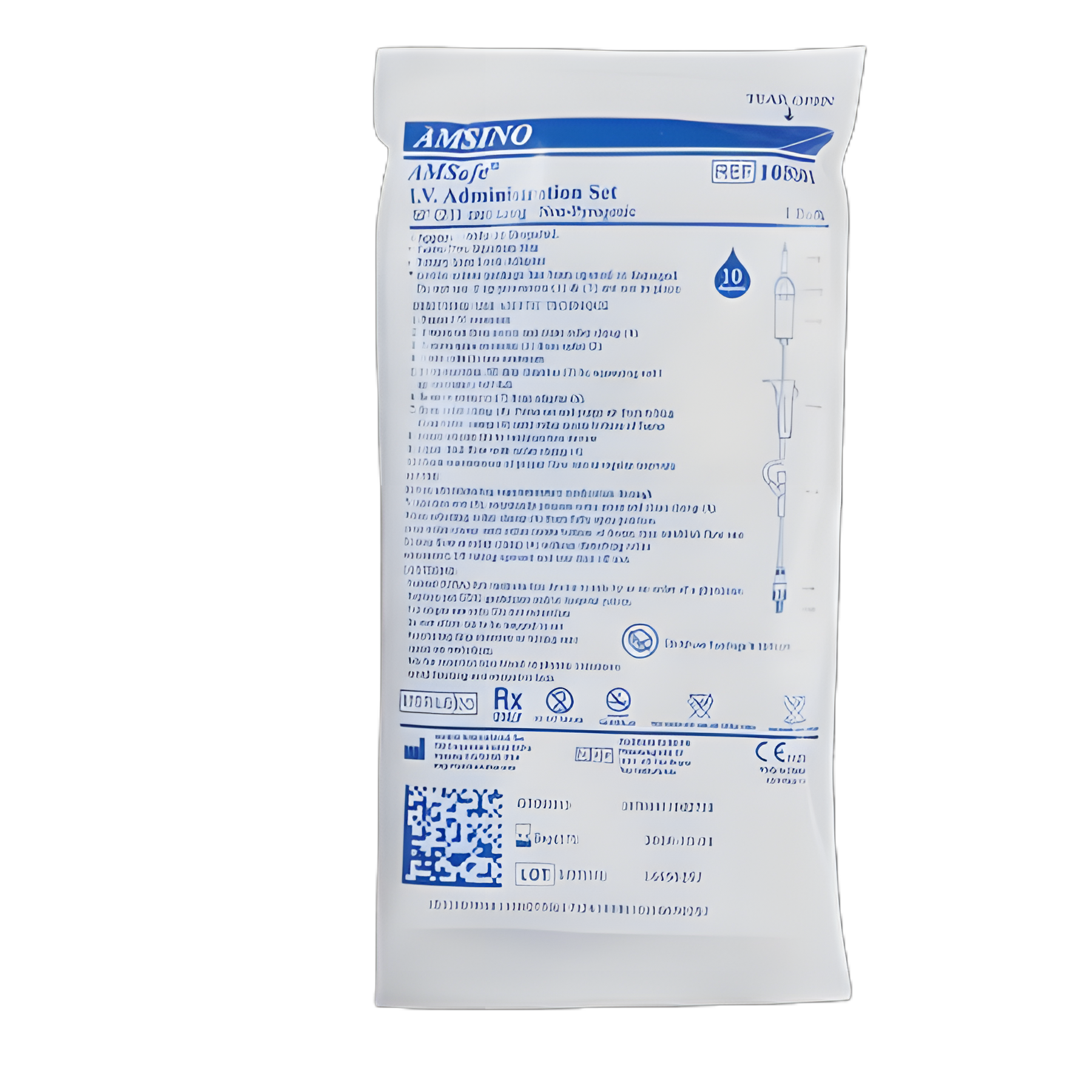 Primary IV Administration Set AMSafe® Gravity 1 Port 10 Drops / mL Drip Rate Without Filter 83 Inch Tubing Solution Without Flow Regulator - 108301
