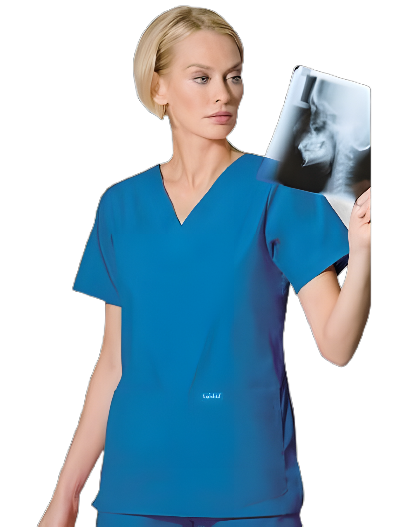 Scrub Shirt Large Navy Blue 4 Pockets Short Sleeve Unisex