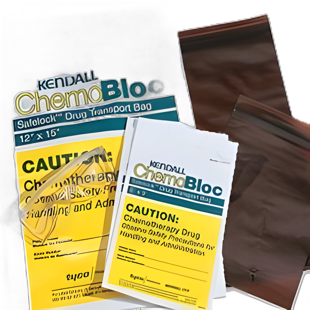 Chemo Drug Transport Bag ChemoPlus™ 12 X 15 Inch Clear / Yellow Zip Closure