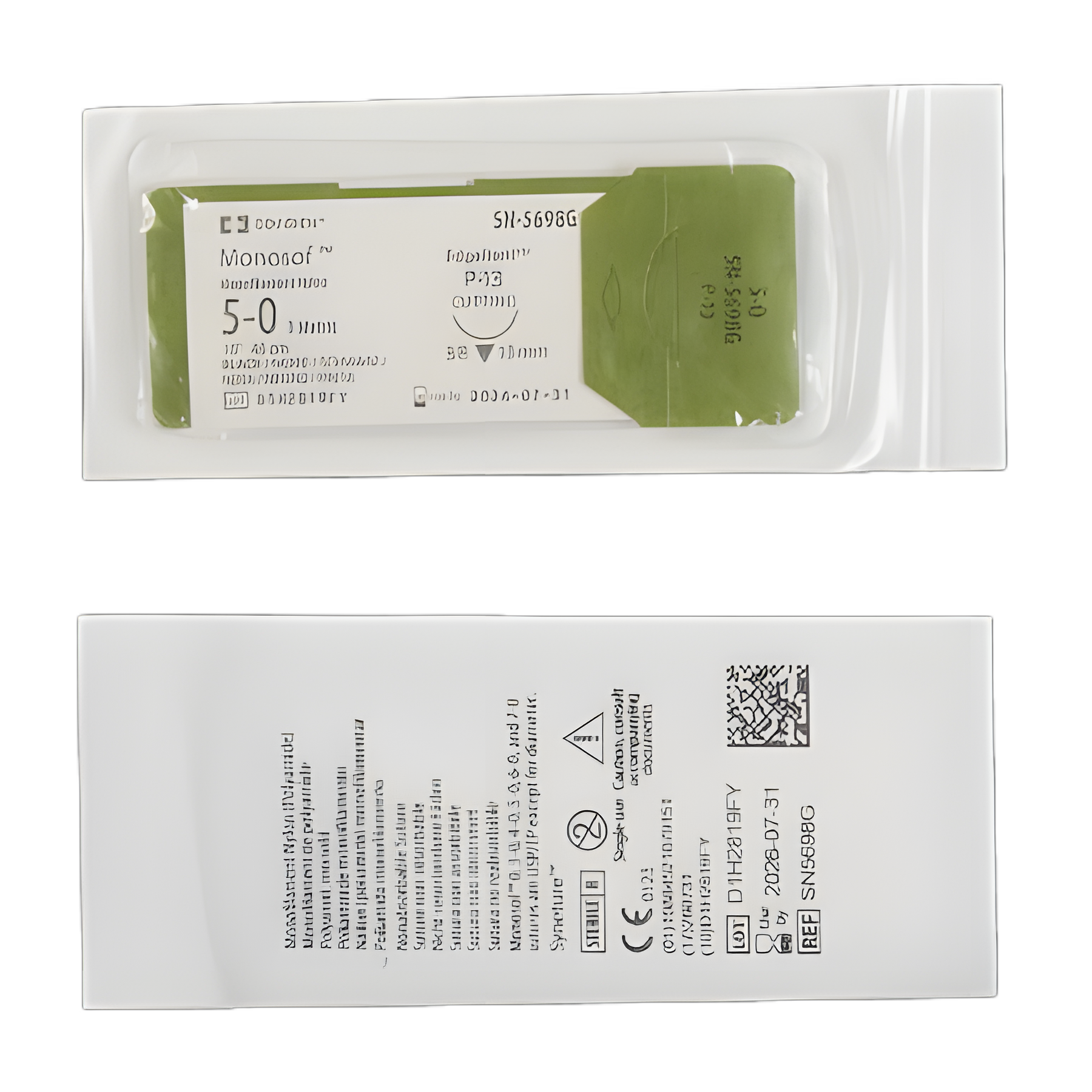 Nonabsorbable Suture with Needle Monosof™~Dermalon™ Nylon P-13 3/8 Circle Precision Reverse Cutting Needle Size 5 - 0 Monofilament - SN-5698G