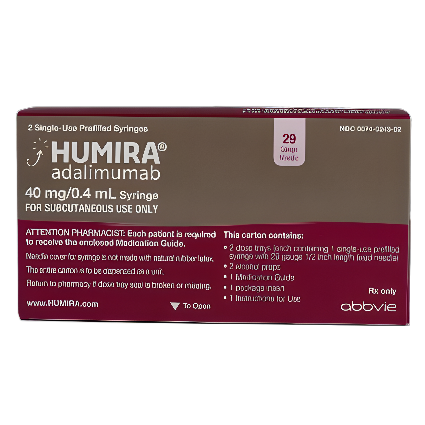 Humira® Adalimumab 40 mg / 0.4 mL Injection Prefilled Syringe 2 Doses