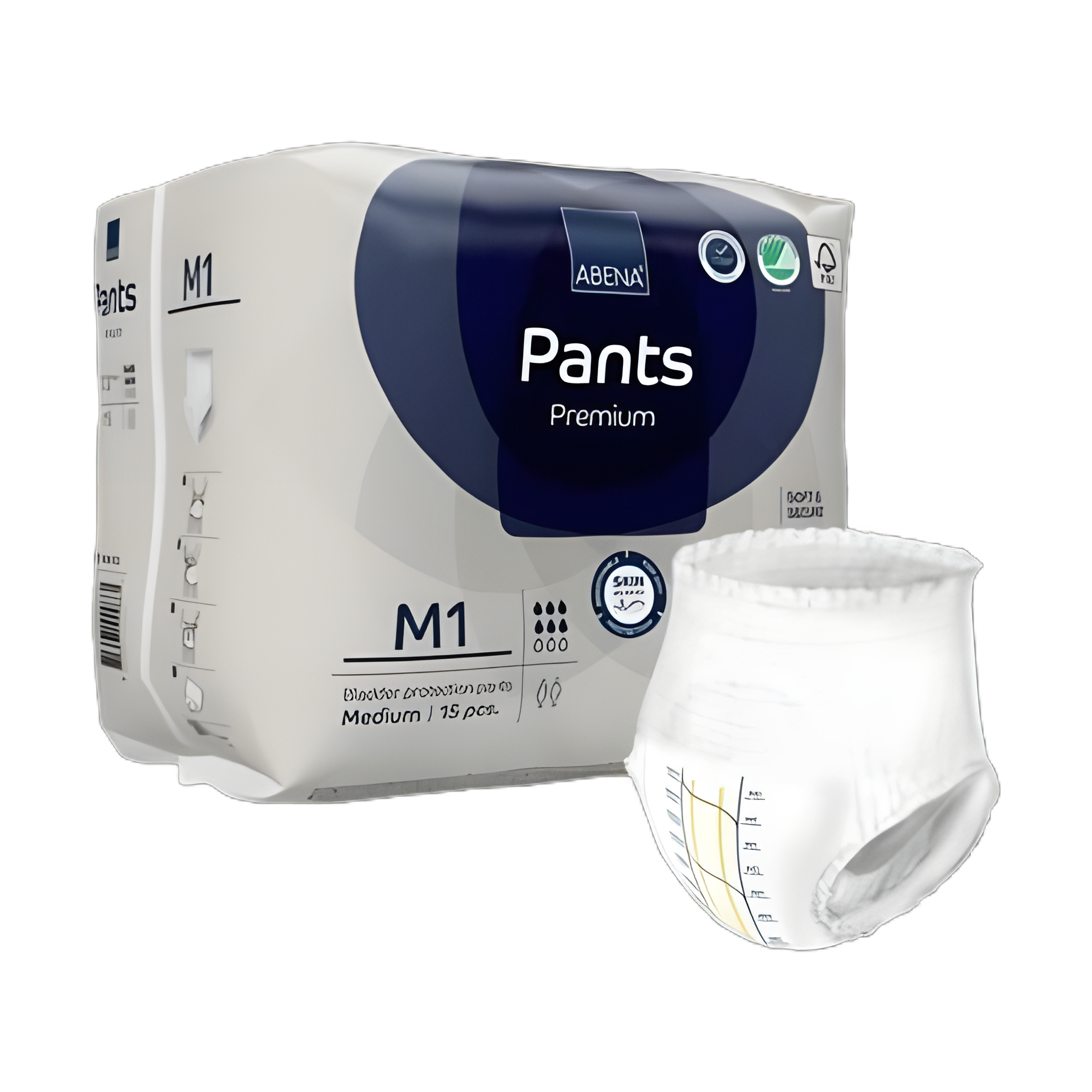 Unisex Adult Absorbent Underwear Abena® Premium Pants M1 Pull On with Tear Away Seams Medium Disposable Moderate Absorbency