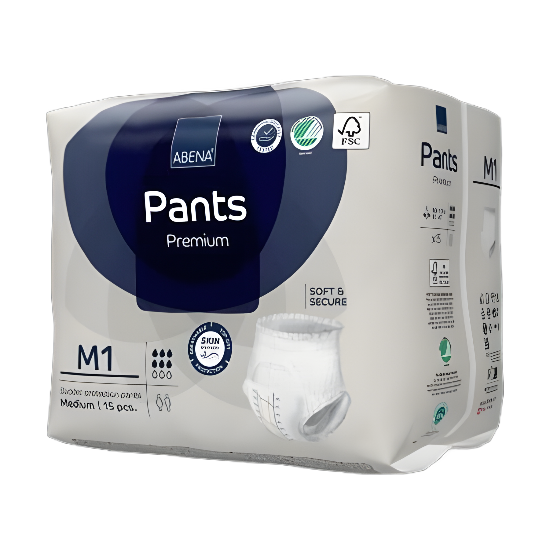 Unisex Adult Absorbent Underwear Abena® Premium Pants M1 Pull On with Tear Away Seams Medium Disposable Moderate Absorbency