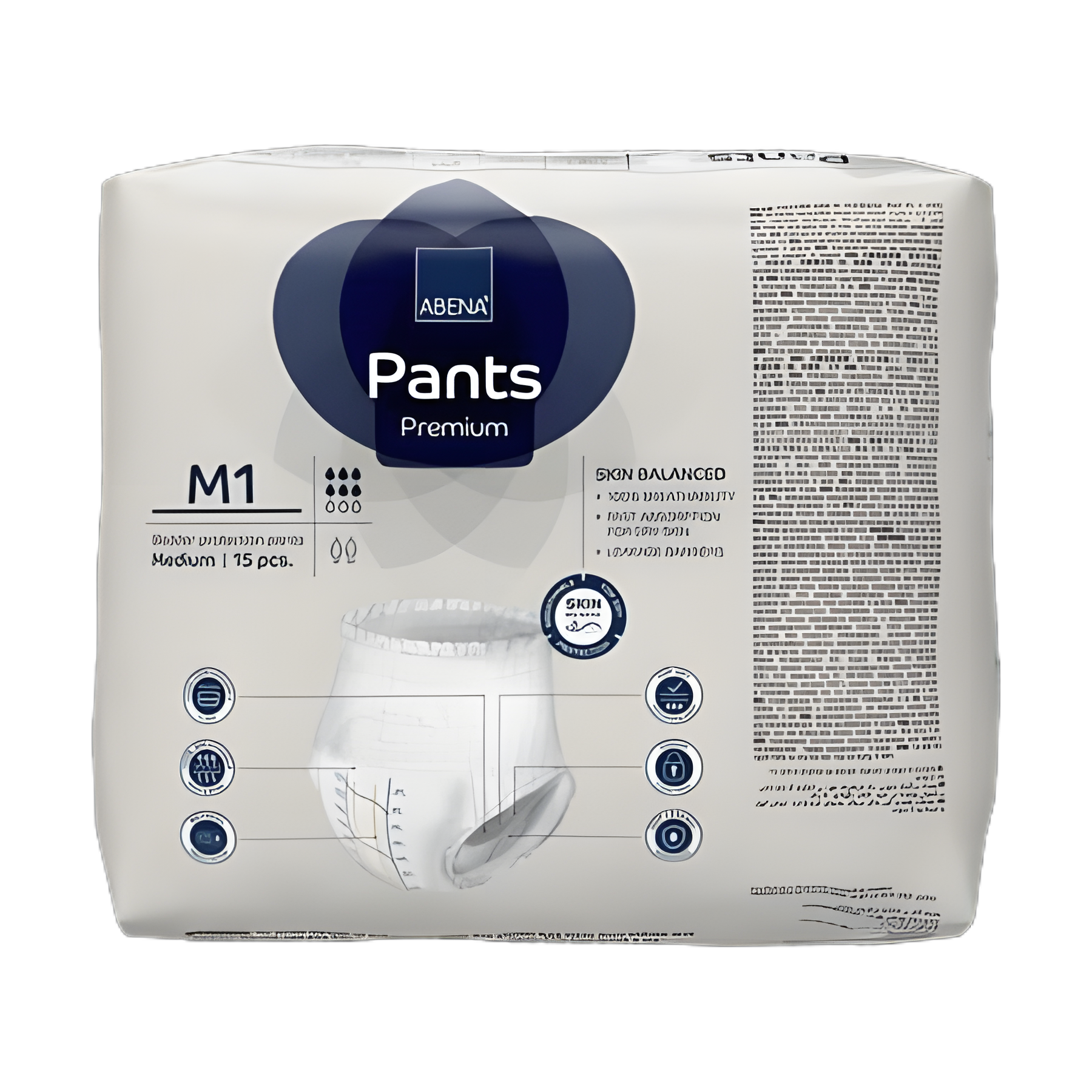 Unisex Adult Absorbent Underwear Abena® Premium Pants M1 Pull On with Tear Away Seams Medium Disposable Moderate Absorbency
