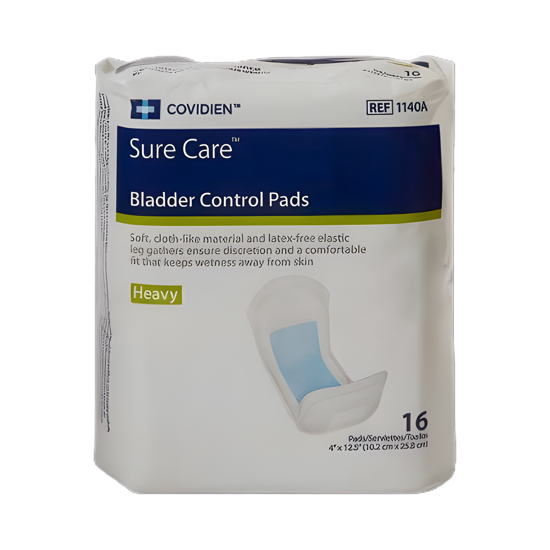 Bladder Control Pad Sure Care™ 4 X 12-1/2 Inch Heavy Absorbency Polymer Core One Size Fits Most