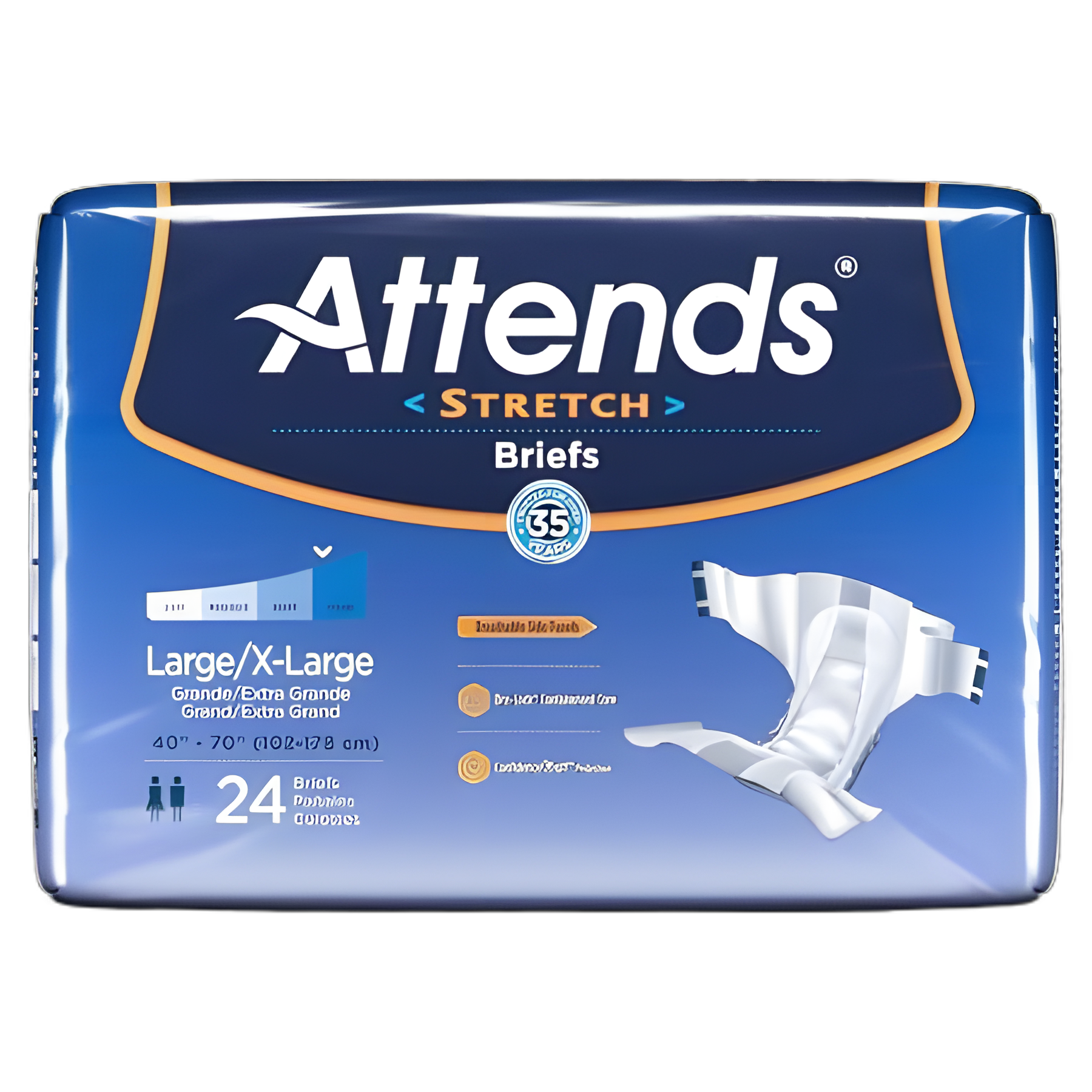 Unisex Adult Incontinence Brief Attends® Stretch Large / X-Large Disposable Heavy Absorbency