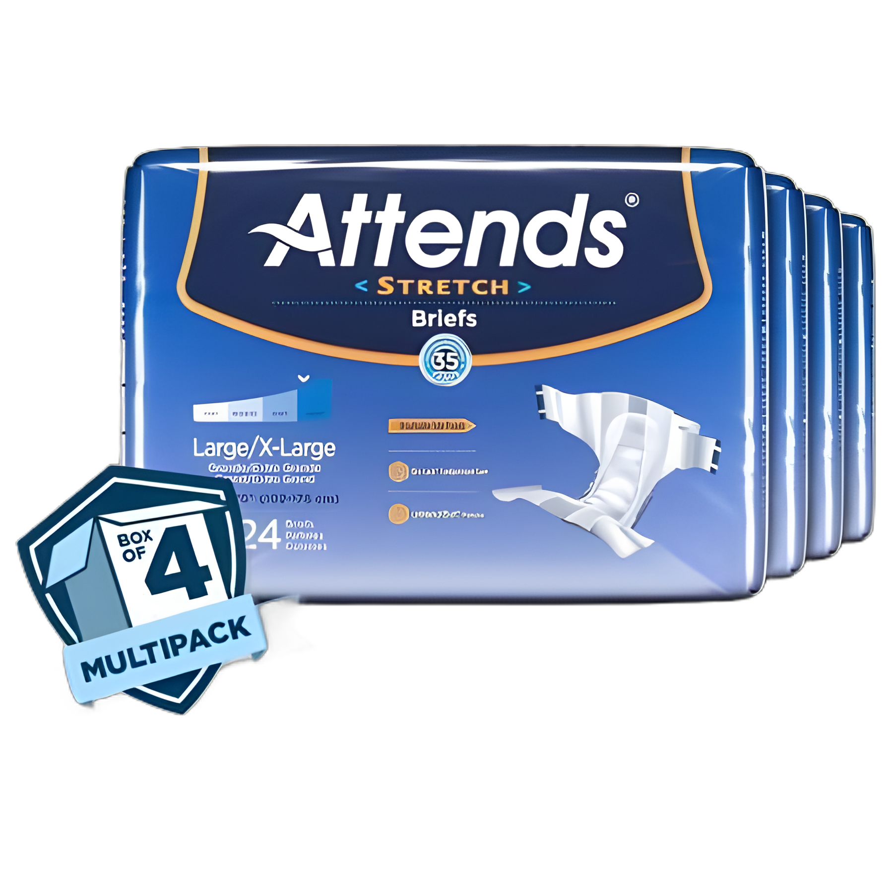 Unisex Adult Incontinence Brief Attends® Stretch Large / X-Large Disposable Heavy Absorbency
