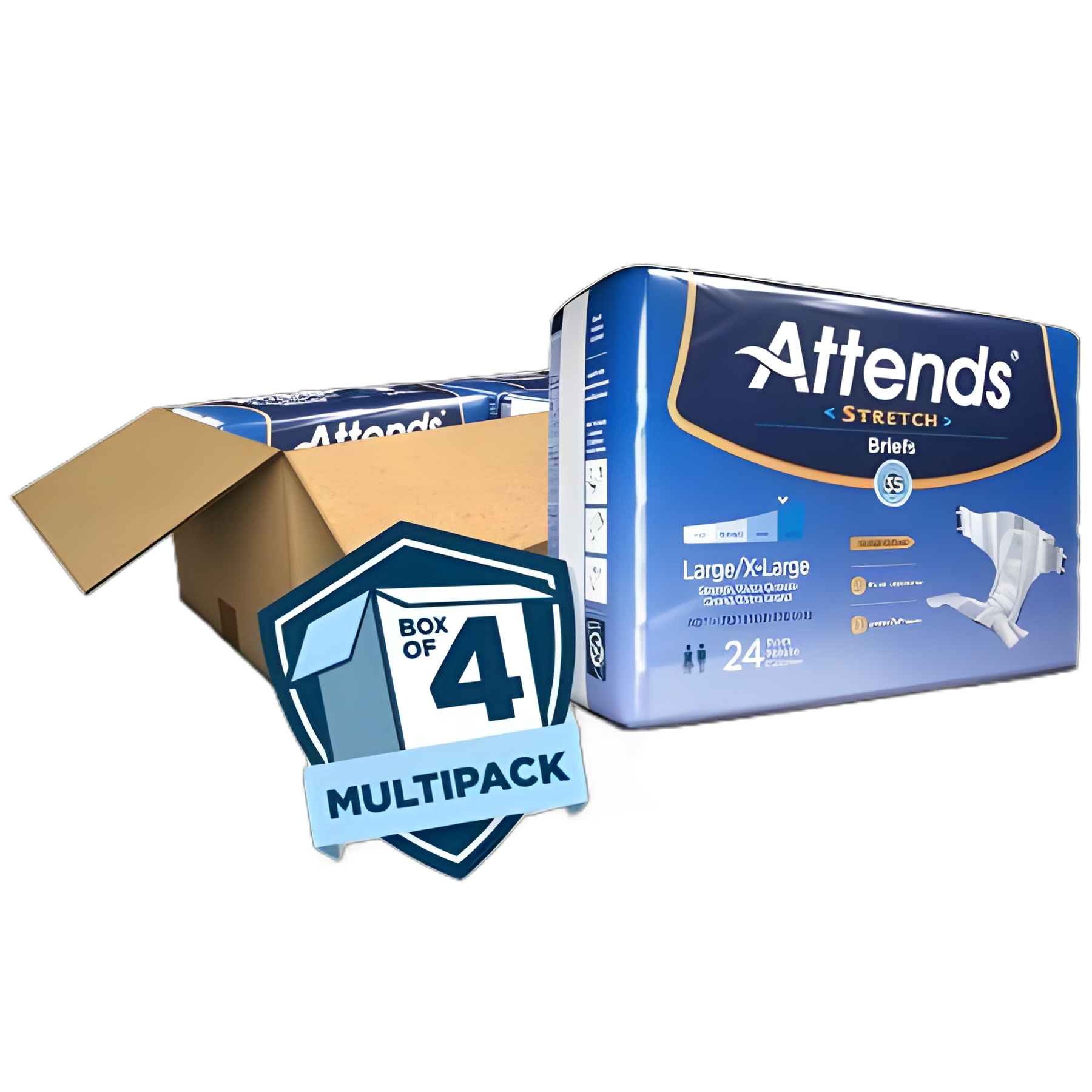 Unisex Adult Incontinence Brief Attends® Stretch Large / X-Large Disposable Heavy Absorbency