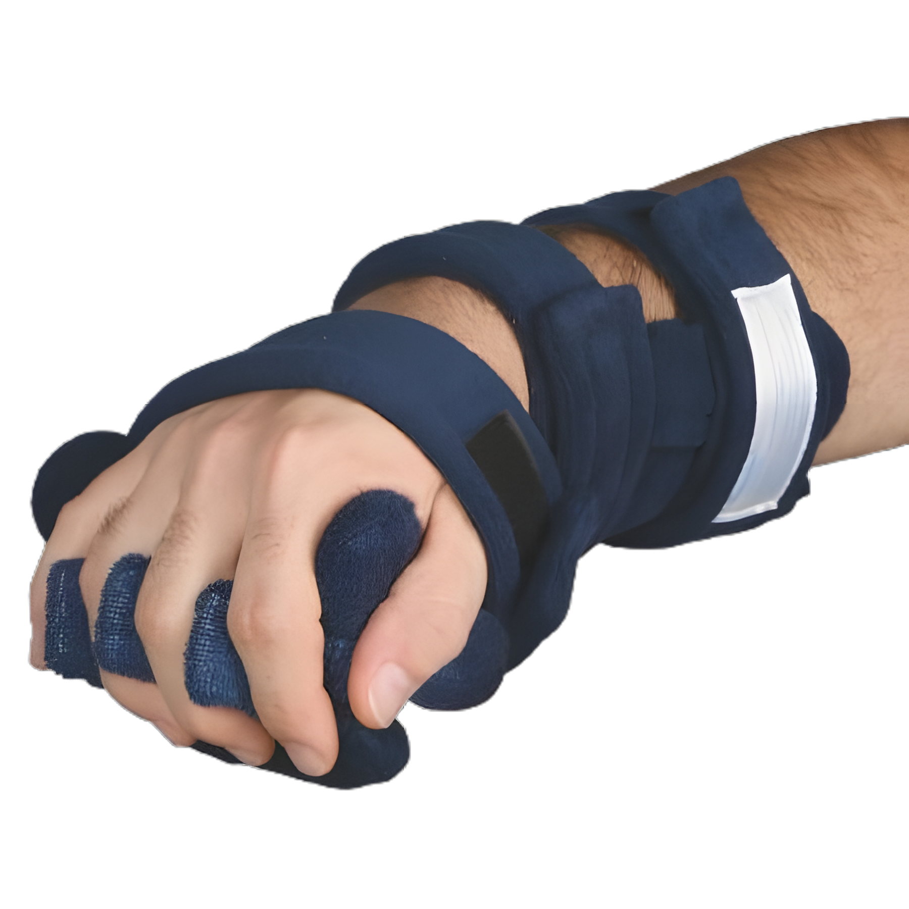 Hand Orthosis with Finger Separators Comfy™ Standard Foam / Terry Cloth / Wire Left or Right Hand Blue One Size Fits Most