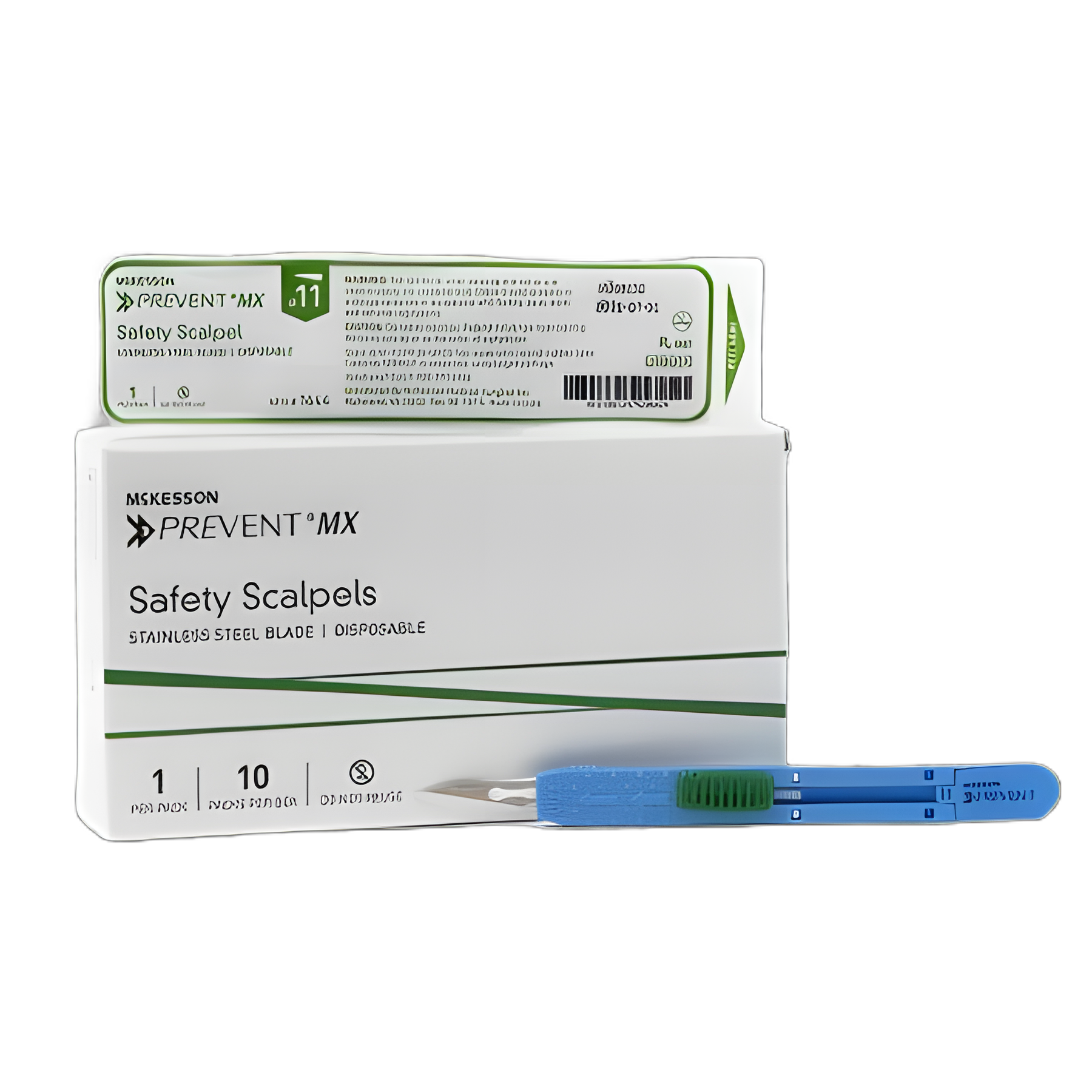 Safety Scalpel McKesson Prevent® MX No. 11 Stainless Steel / Plastic Sensory Grip Handle Sterile Disposable