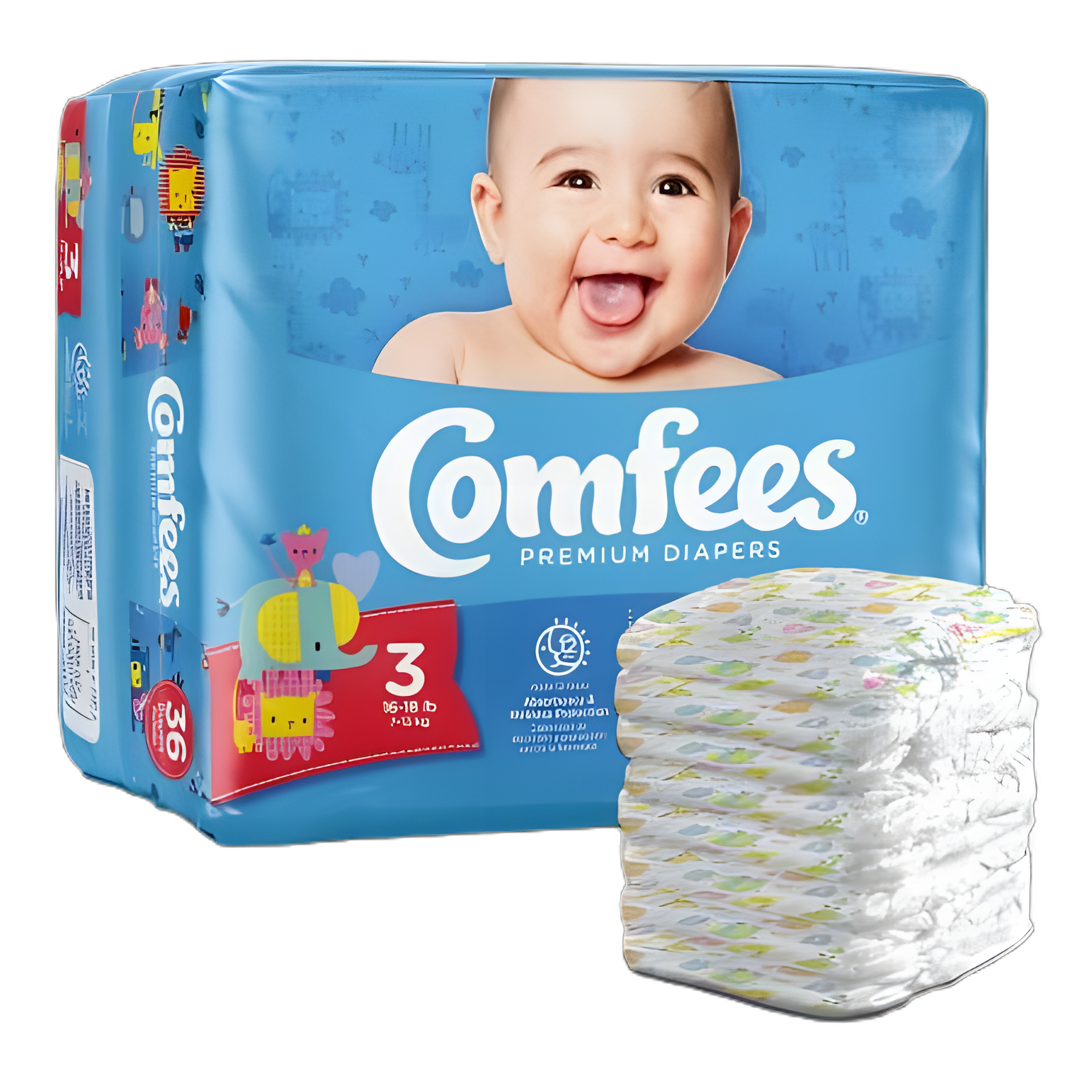 Unisex Baby Diaper Comfees® Size 3 Disposable Moderate Absorbency
