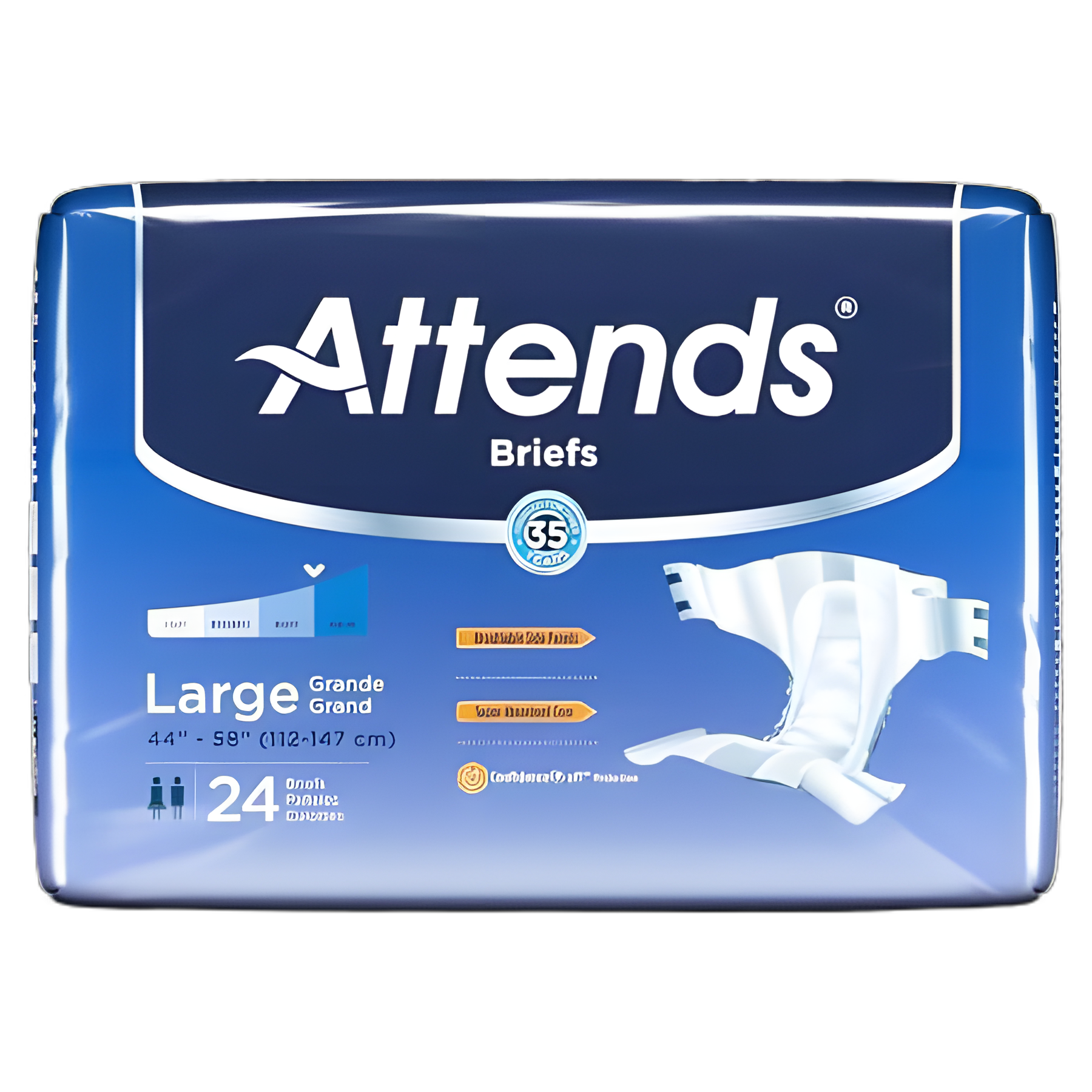 Unisex Adult Incontinence Brief Attends® Large Disposable Heavy Absorbency