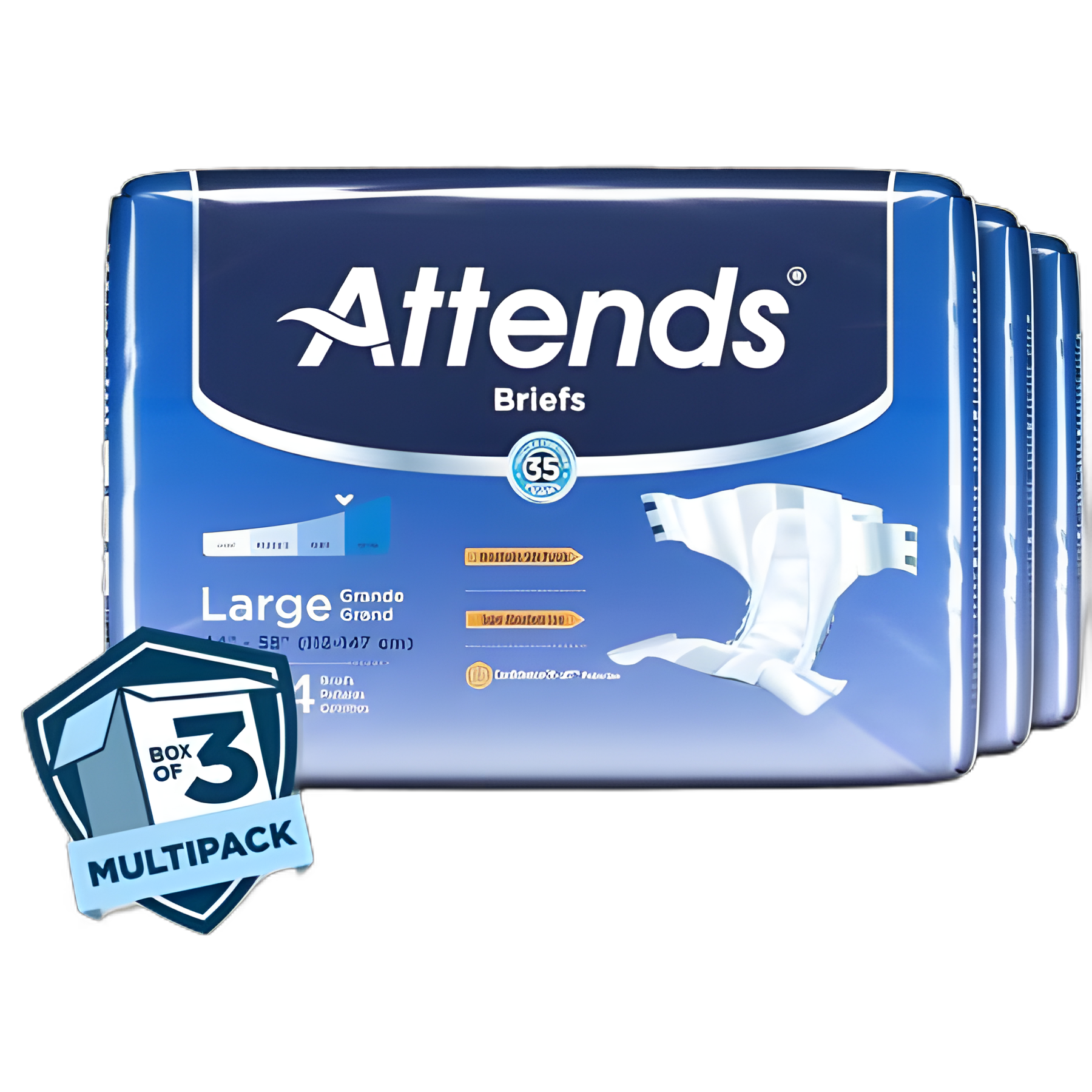 Unisex Adult Incontinence Brief Attends® Large Disposable Heavy Absorbency