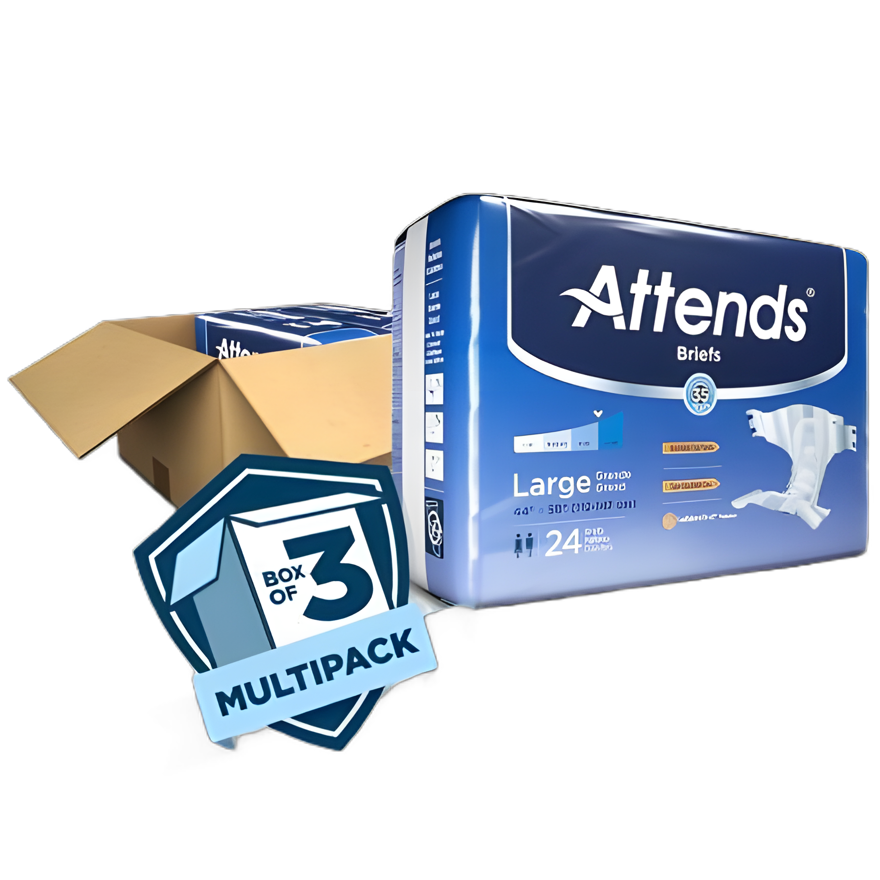 Unisex Adult Incontinence Brief Attends® Large Disposable Heavy Absorbency