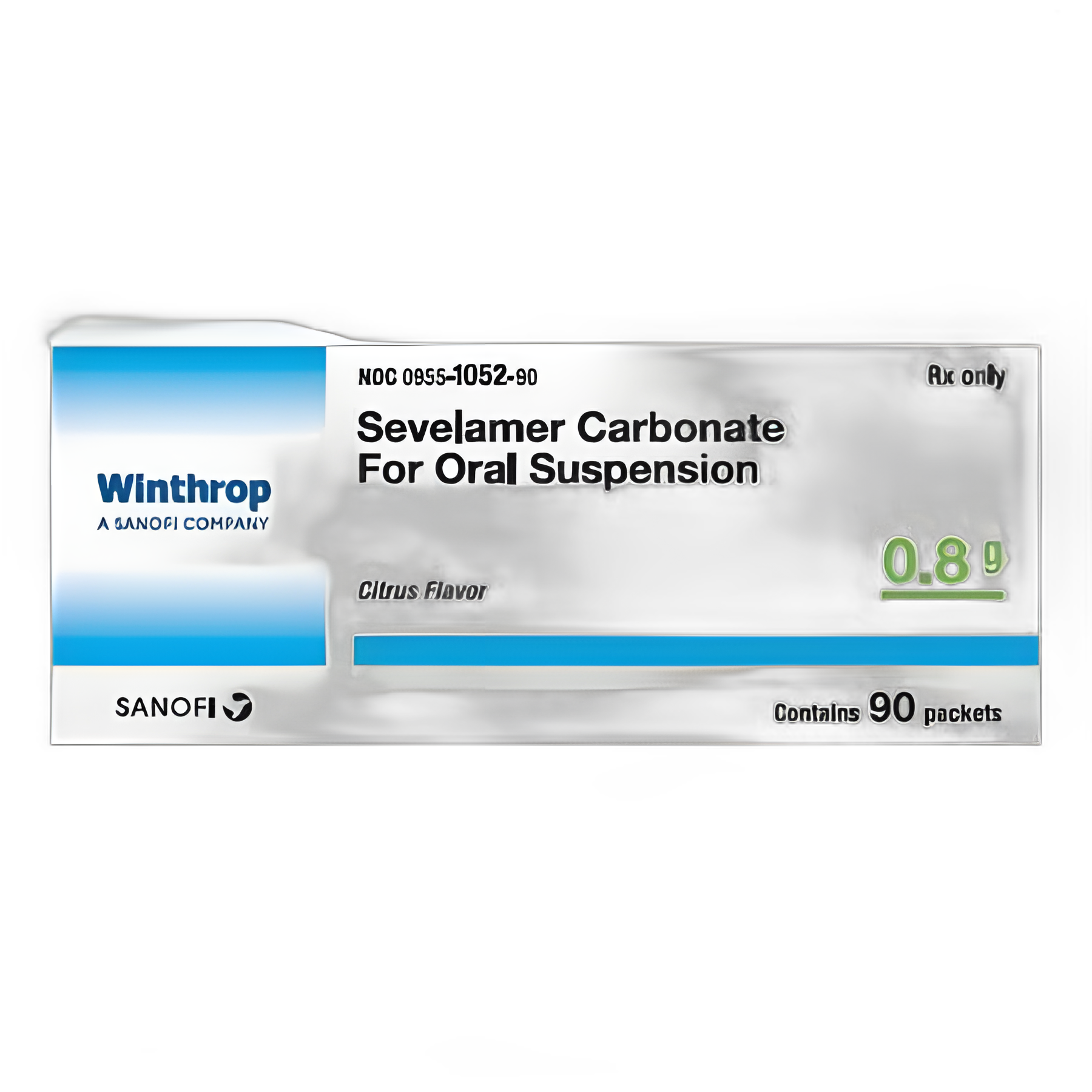 Sevelamer Carbonate 0.8g Powder for Suspension - Phosphate Binder for Kidney Health, 90 Pouches
