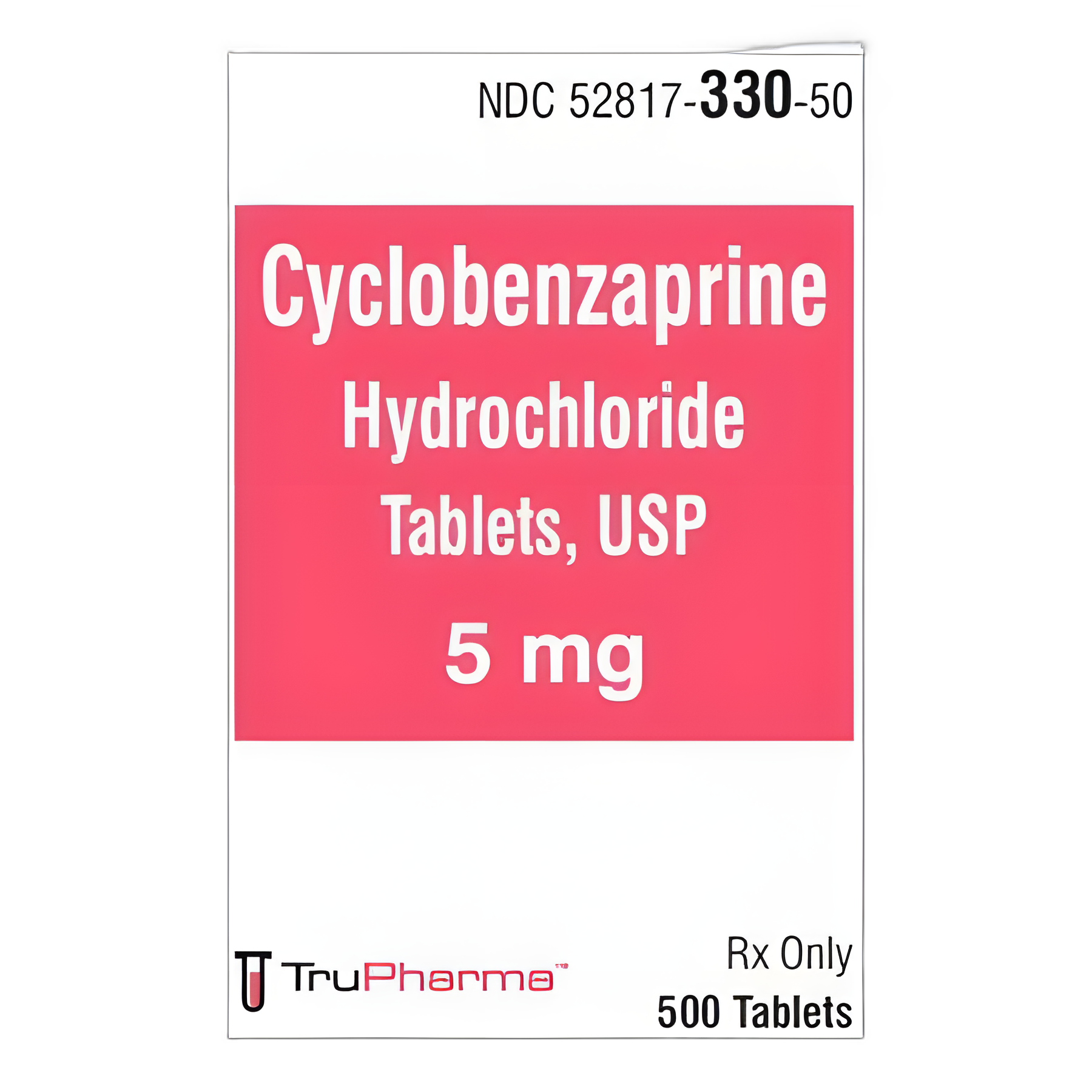 Cyclobenzaprine HCl 5 mg Tablets by Trupharma - Bottle of 500