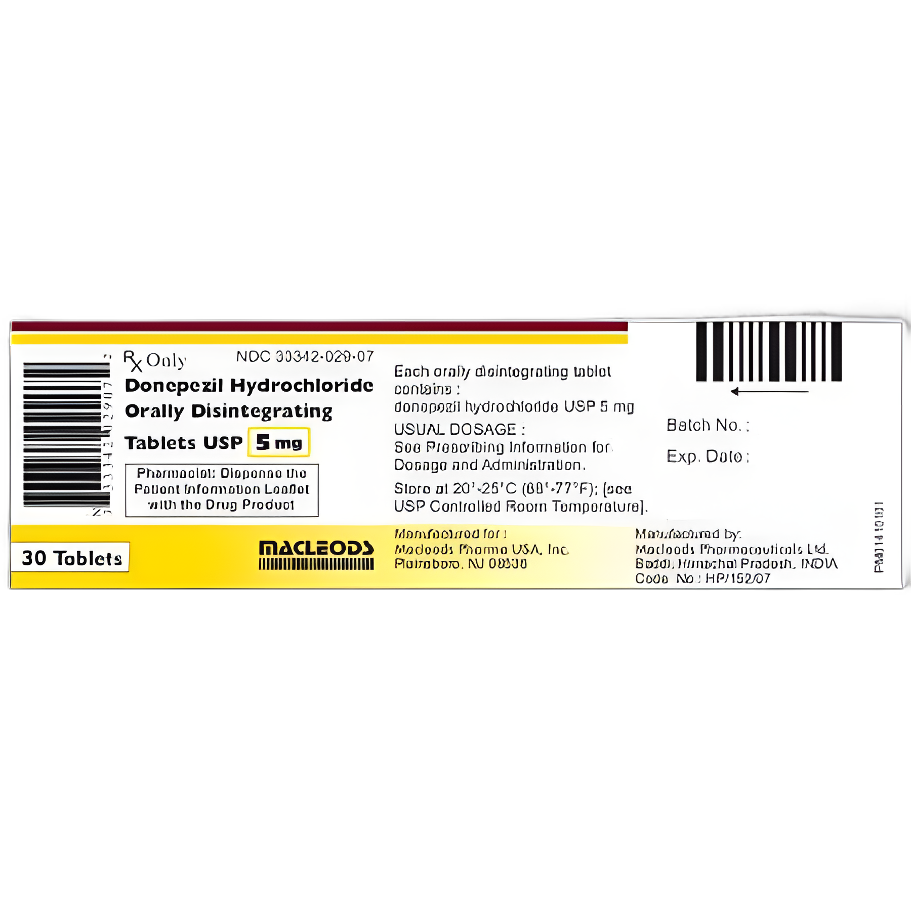 Buy Donepezil HCl 5 mg Tablets - Macleods Pharma