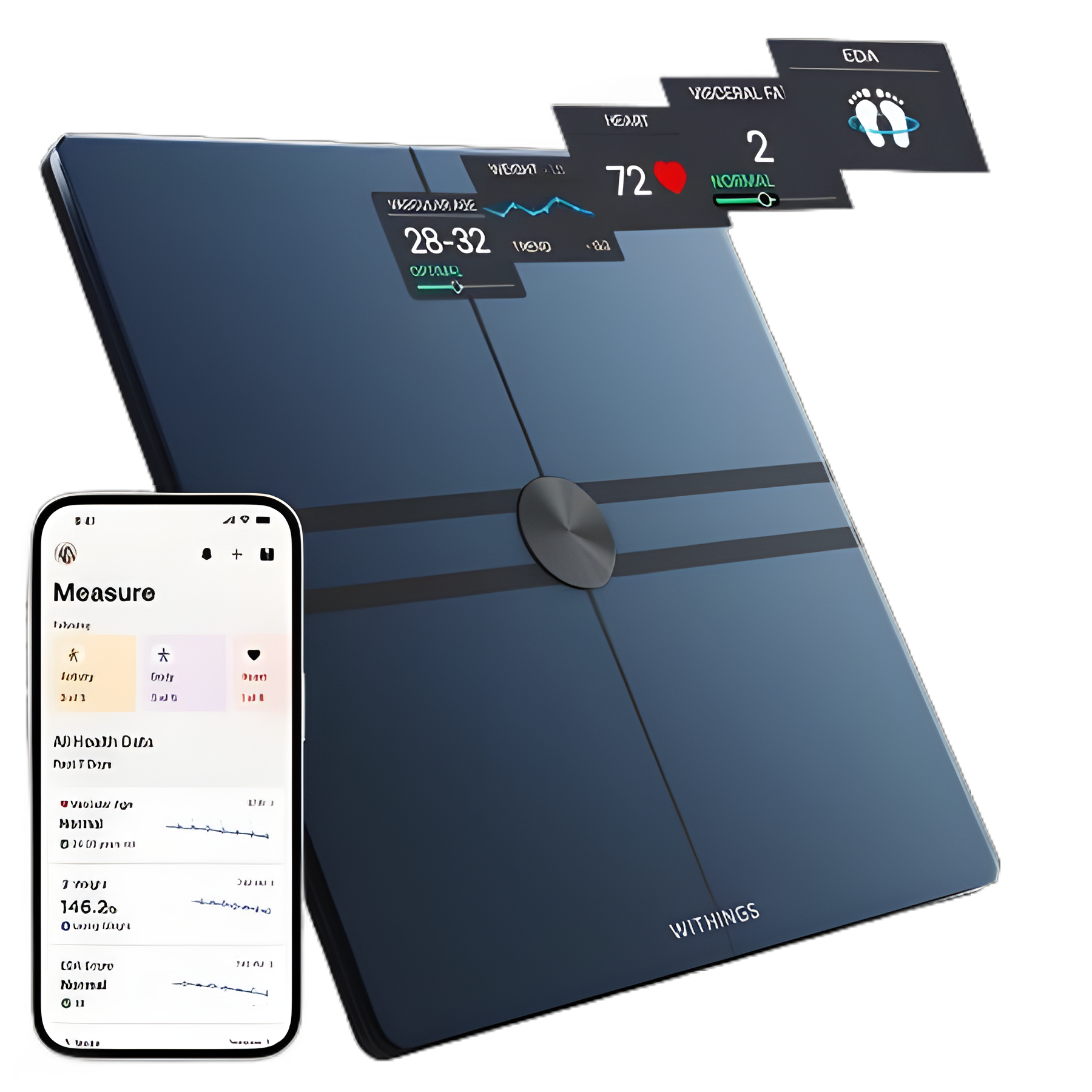 Complete Body Composition Analyzer Stand On Withings Digital Display 5 -> 200kg (9 -> 440lb) Black