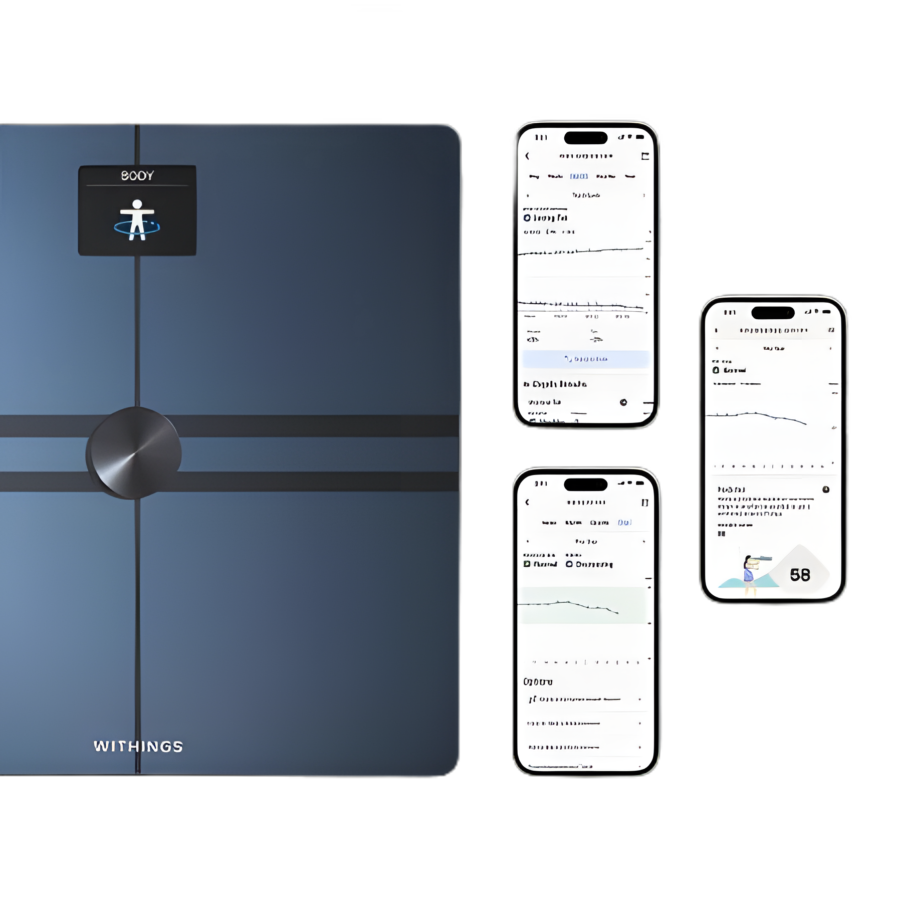 Complete Body Composition Analyzer Stand On Withings Digital Display 5 -> 200kg (9 -> 440lb) Black