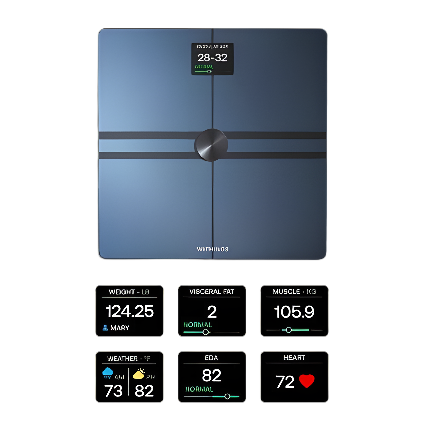 Complete Body Composition Analyzer Stand On Withings Digital Display 5 -> 200kg (9 -> 440lb) Black
