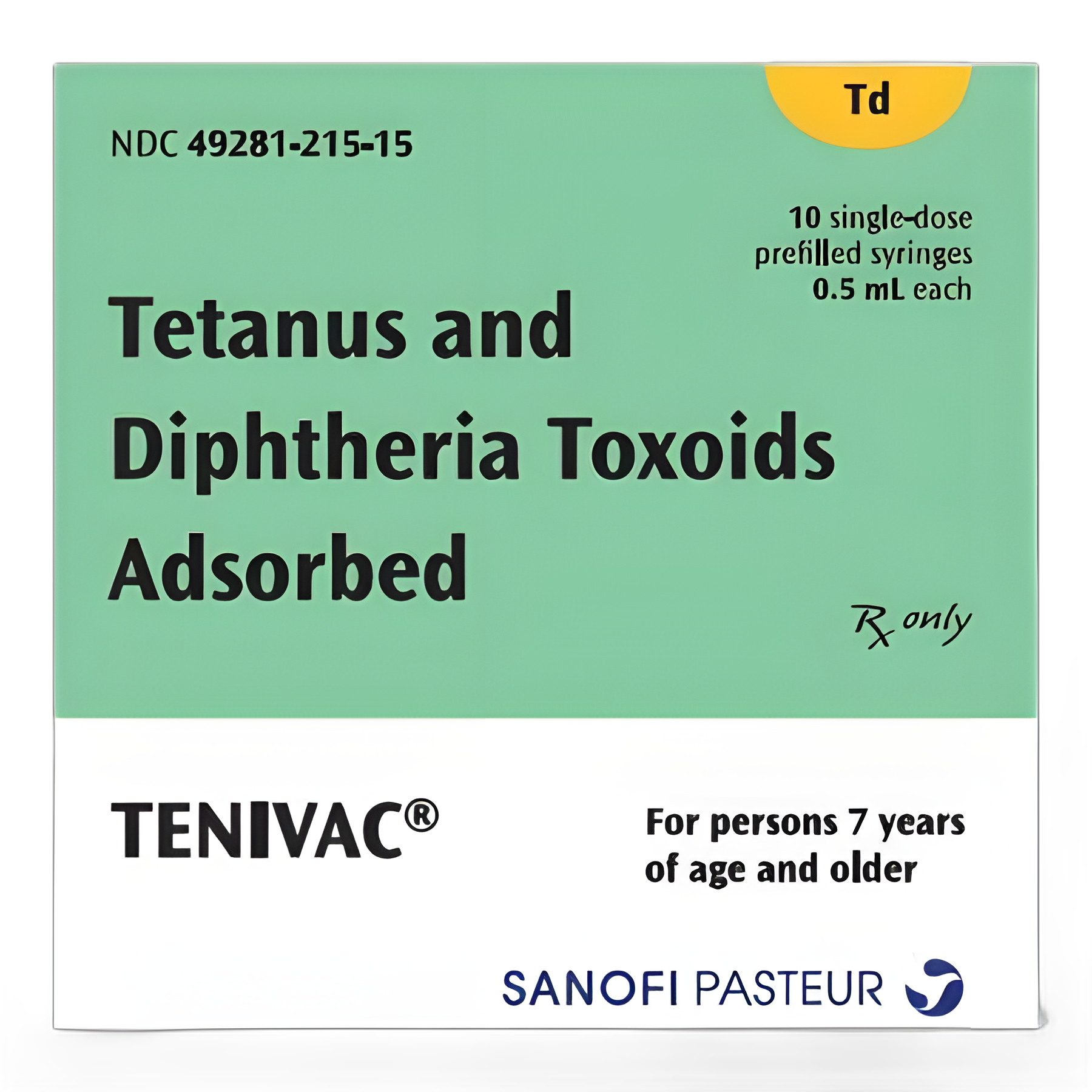 Tenivac™ Td Vaccine Indicated for People 7 Years of Age and Older Tetanus and Diphtheria Toxoids Adsorbed, Preservative Free Injection Prefilled Syringe 0.5 mL