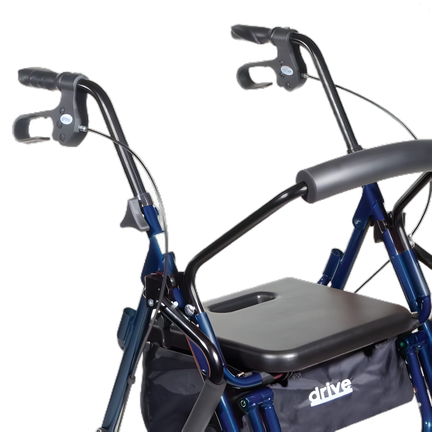 4 Wheel Rollator / Transport Chair drive™ Duet Blue Adjustable Height / Transport / Folding Aluminum Frame