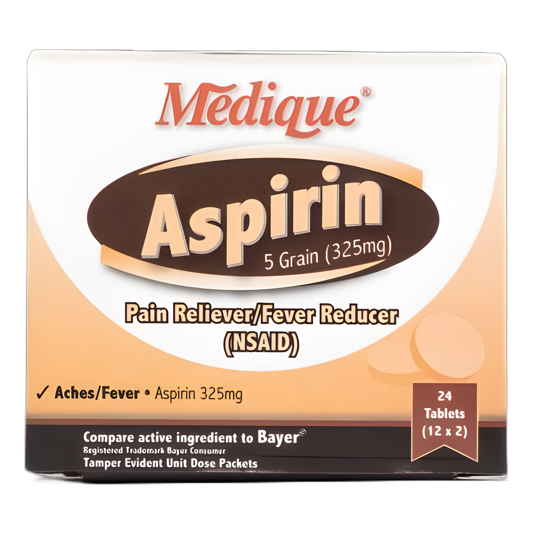 Pain Relief 325 mg Strength Aspirin Tablet 24 per Box