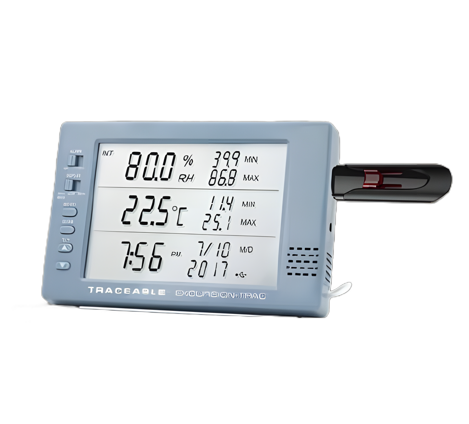 Hygrometer / Temperature Data Logger with Alarm Traceable® Excursion-Trac™ Fahrenheit / Celsius 32° to 145°F (0 to 65°C) Internal Sensor Multiple Mounting Options Battery Operated