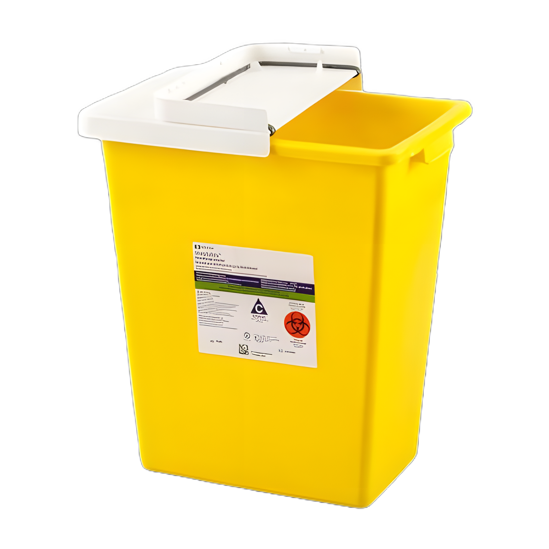 Chemotherapy Waste Container SharpSafety™ Yellow Base 17-1/2 H X 15-1/2 W X 11 D Inch Horizontal / Vertical Entry 8 Gallon