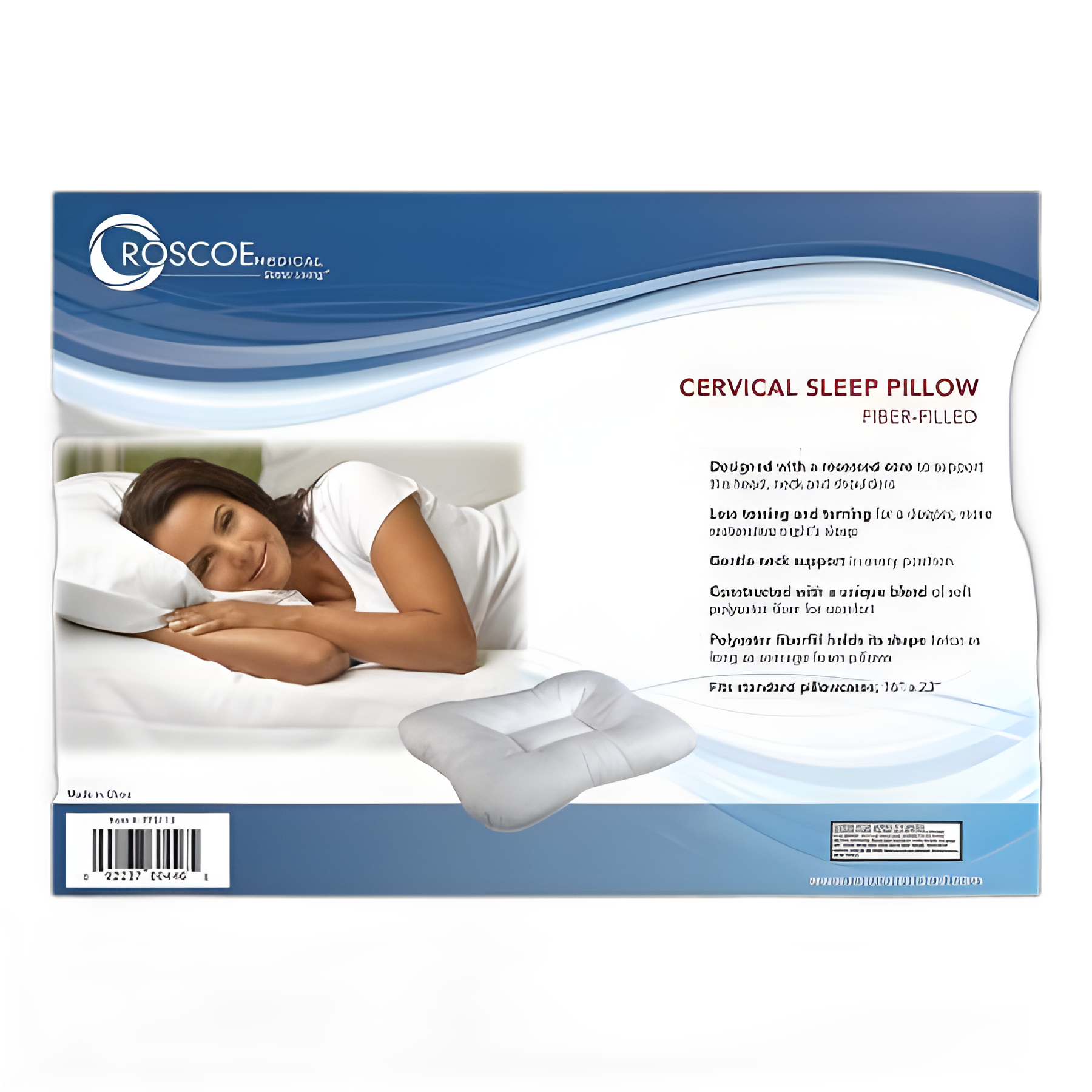 Cervical Pillow Roscoe Medical Soft 16 X 23 Inch White