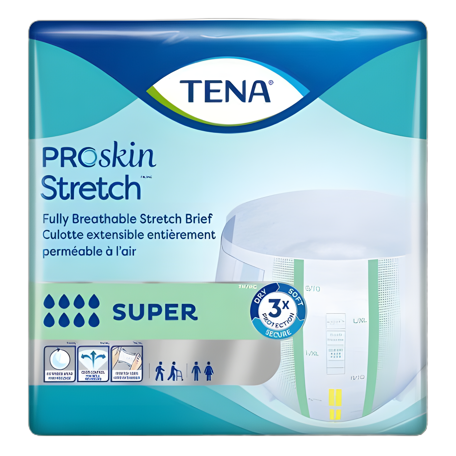 Unisex Adult Incontinence Brief TENA ProSkin Stretch™ Super Large / X-Large Disposable Heavy Absorbency