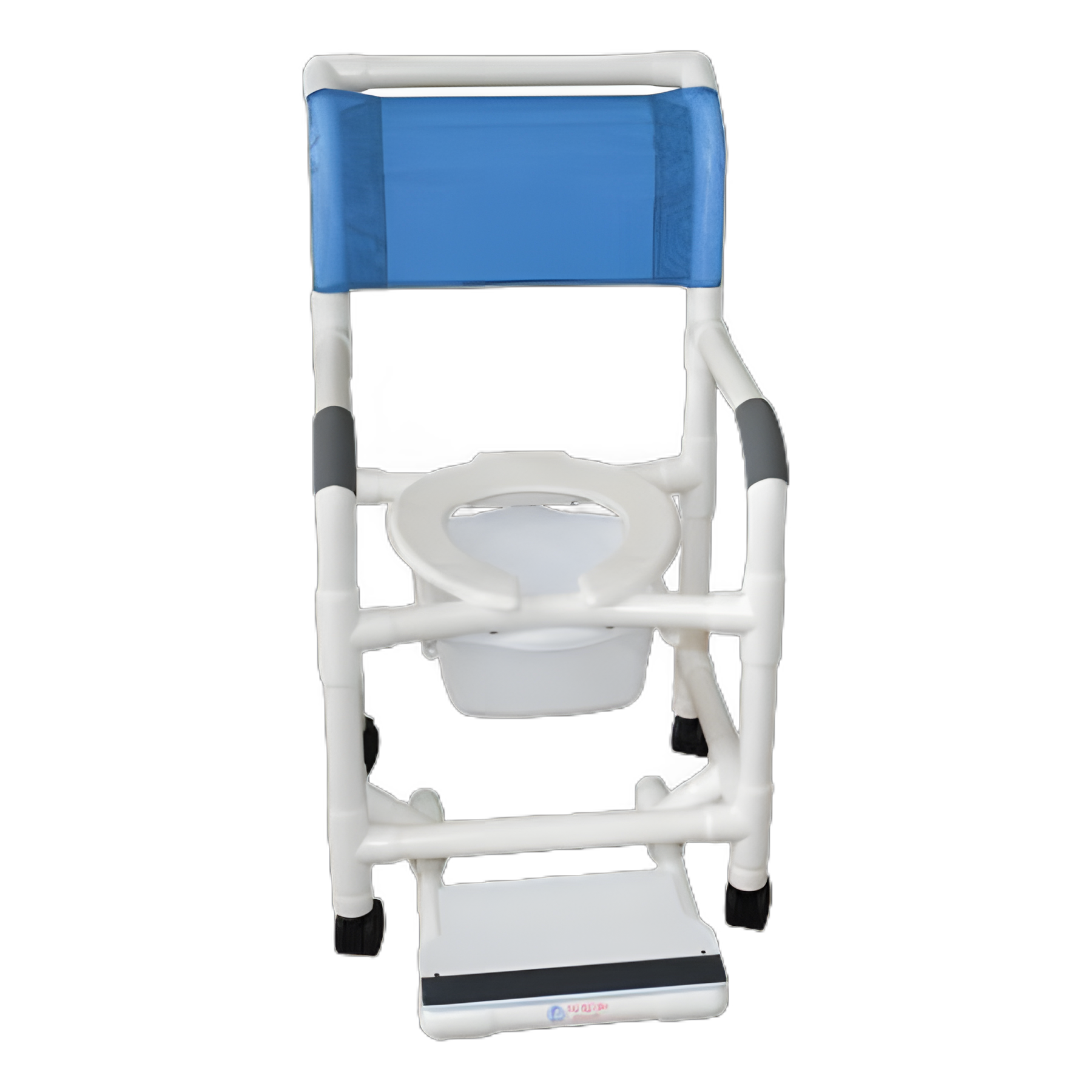 MJM International Shower Chair with PVC Frame - 250 lbs. Capacity, Footrest, and Pail