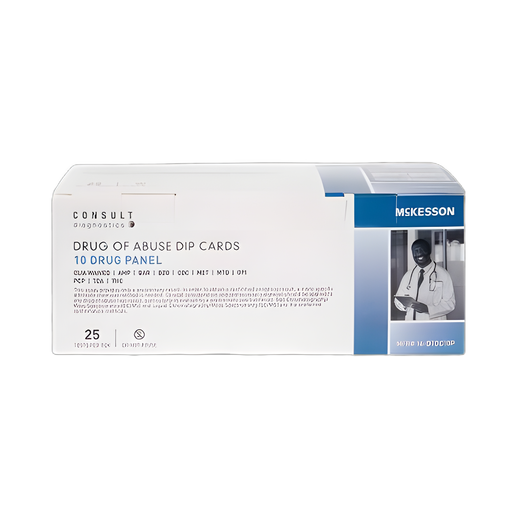 Drugs of Abuse Test Kit McKesson Consult™ AMP, BAR, BZO, COC, mAMP/MET, MTD, OPI, PCP, TCA, THC 25 Tests CLIA Waived