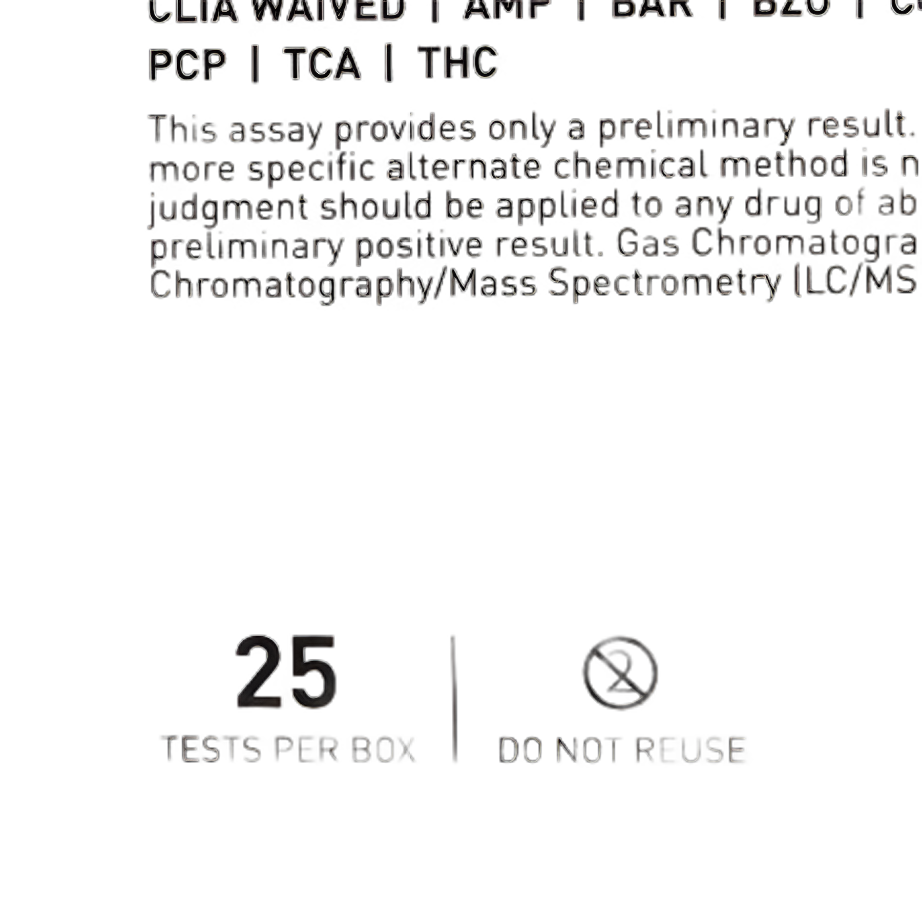 Drugs of Abuse Test Kit McKesson Consult™ AMP, BAR, BZO, COC, mAMP/MET, MTD, OPI, PCP, TCA, THC 25 Tests CLIA Waived