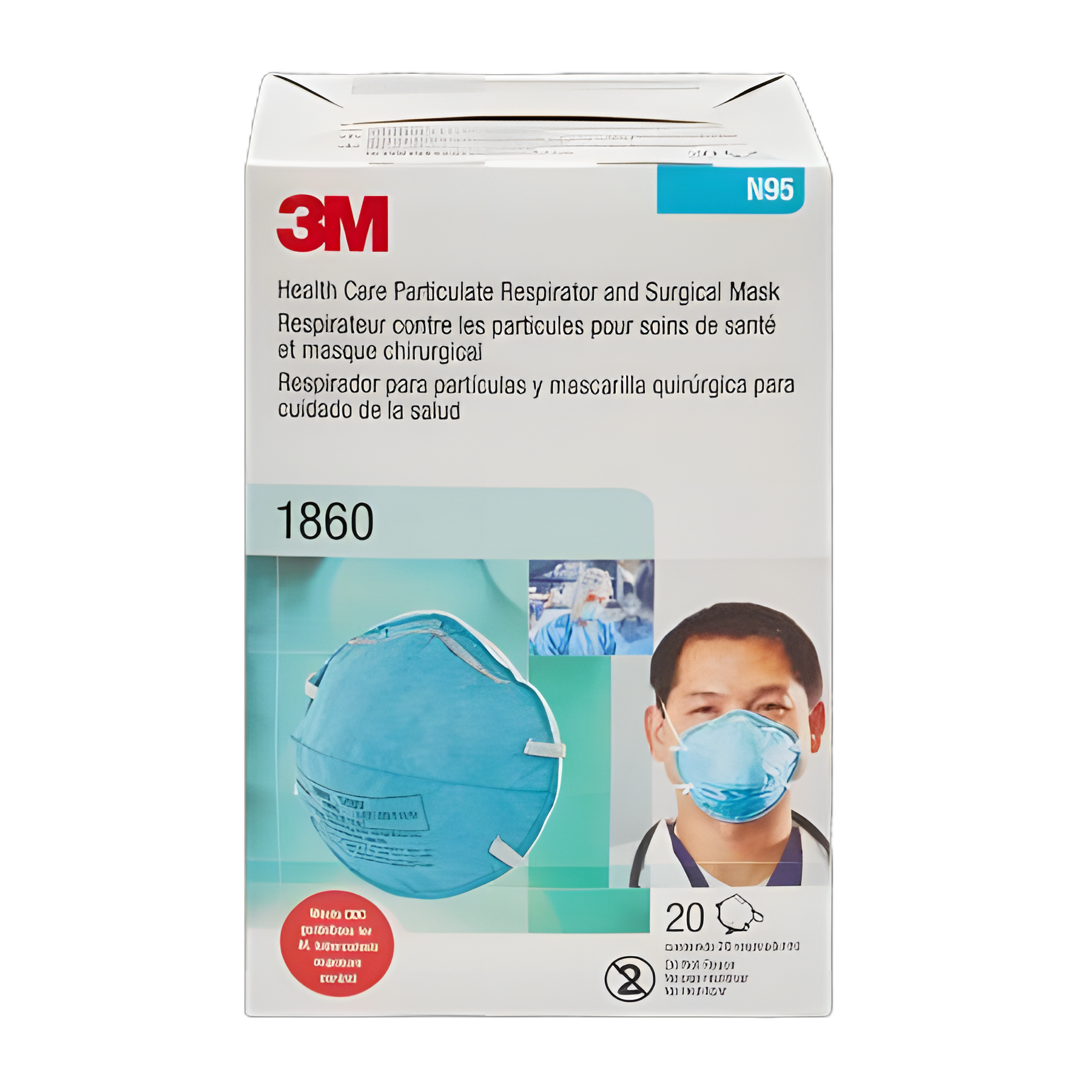 Particulate Respirator / Surgical Mask 3M™ Medical N95 Cup Elastic Strap One Size Fits Most Blue NonSterile ASTM F1862 Adult