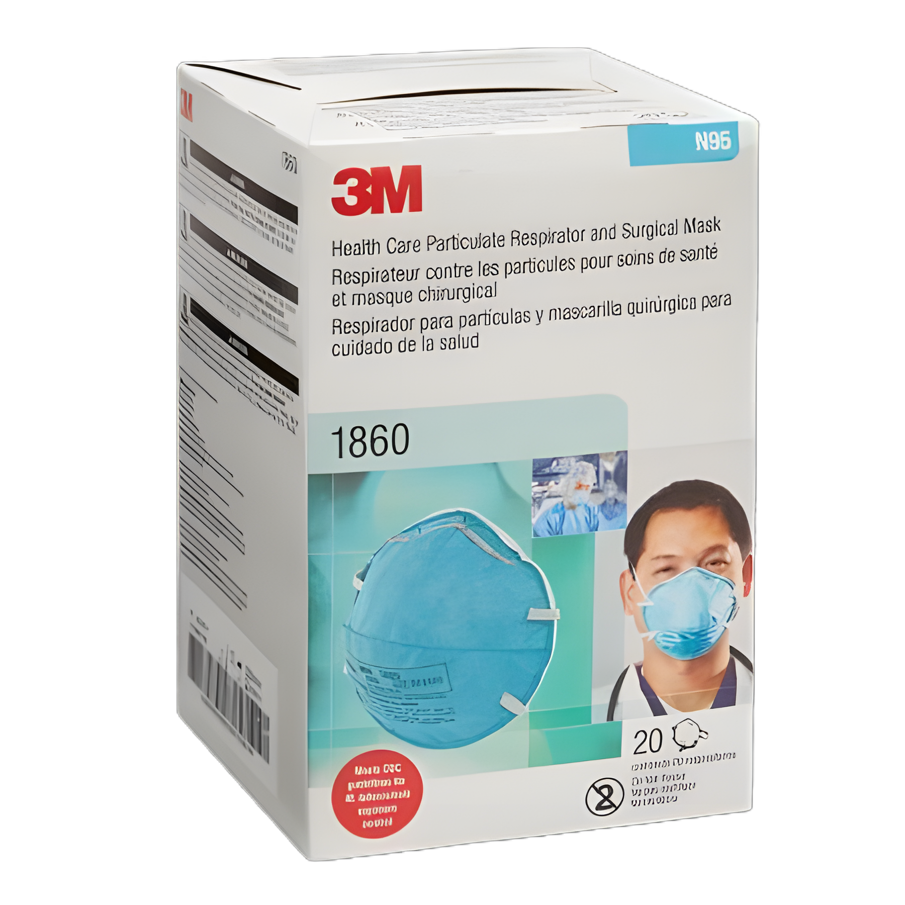 Particulate Respirator / Surgical Mask 3M™ Medical N95 Cup Elastic Strap One Size Fits Most Blue NonSterile ASTM F1862 Adult