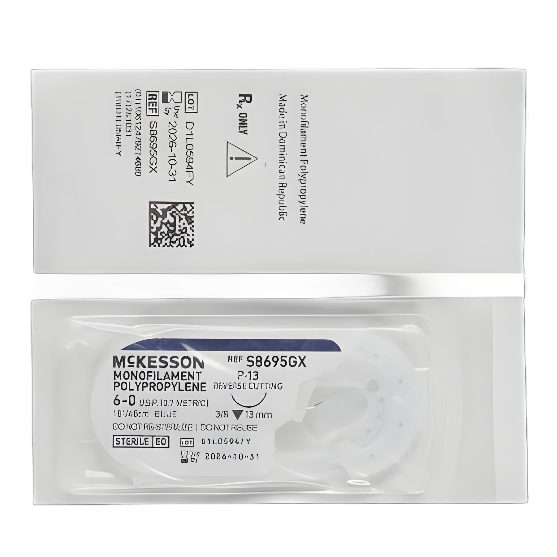 McKesson 6-0 Polypropylene Non-Absorbable Suture with Needle