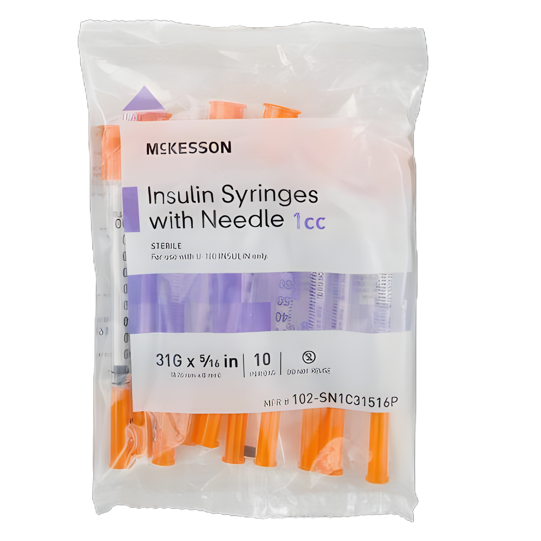 Standard Insulin Syringe with Needle McKesson 1 mL 5/16 Inch 31 Gauge NonSafety Ultra Thin Wall