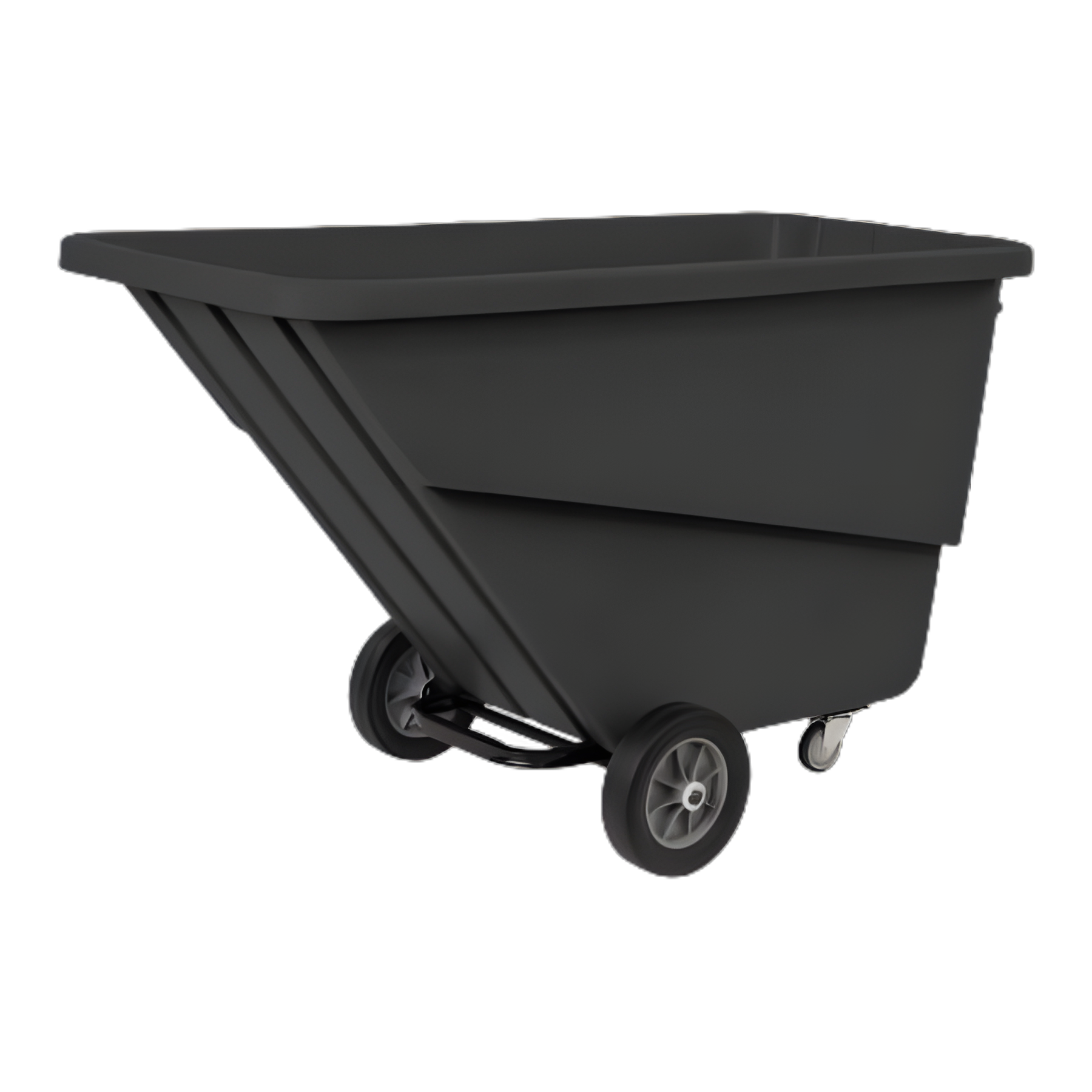 Tilt Truck 12 Inch Front Wheels / 4 Inch Rear Swivel Casters 1000 lb. Capacity Steel Tubular Handle Poly / Steel - TILT-LRG/BLK