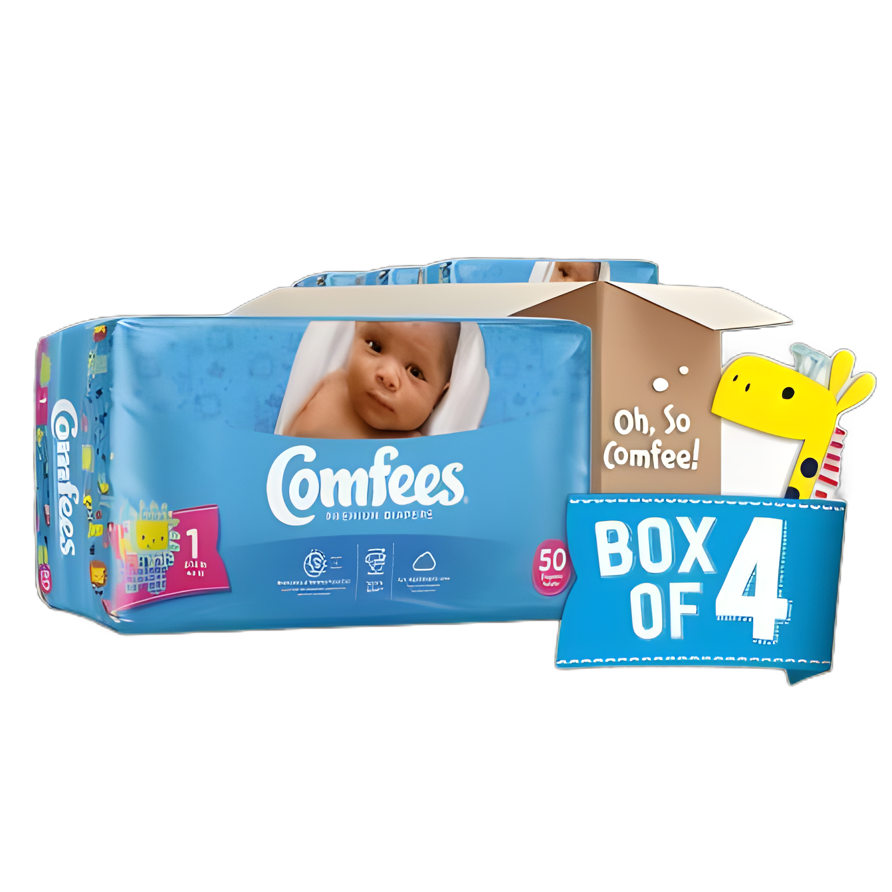 Unisex Baby Diaper Comfees® Size 1 Disposable Moderate Absorbency