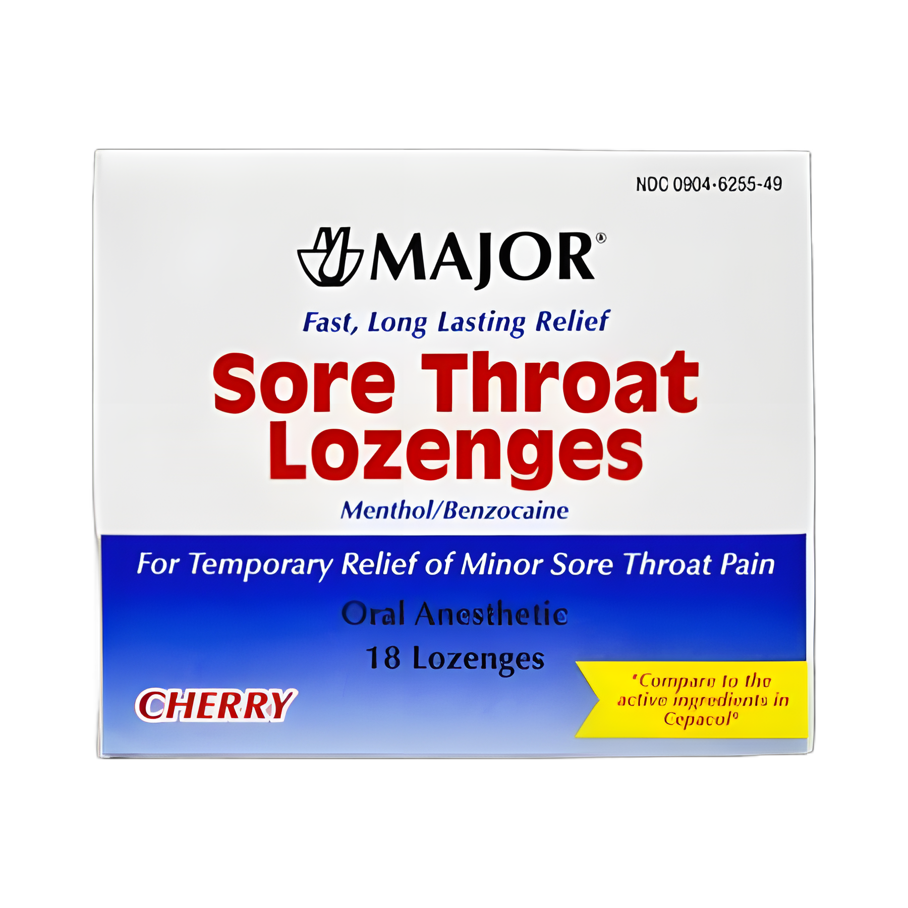 Sore Throat Relief Major® 15 mg - 4 mg Strength Lozenge 18 per Box