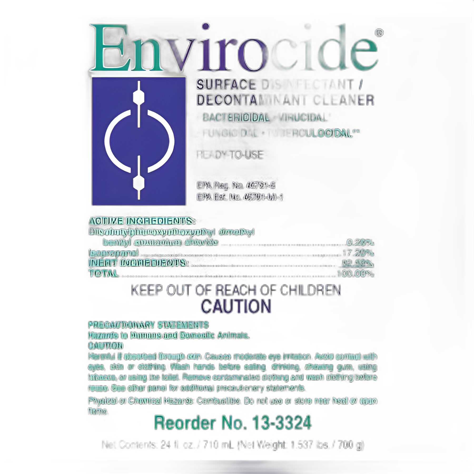 Envirocide® Surface Disinfectant Cleaner Broad Spectrum Pump Spray Liquid 24 oz. Bottle Alcohol Scent NonSterile