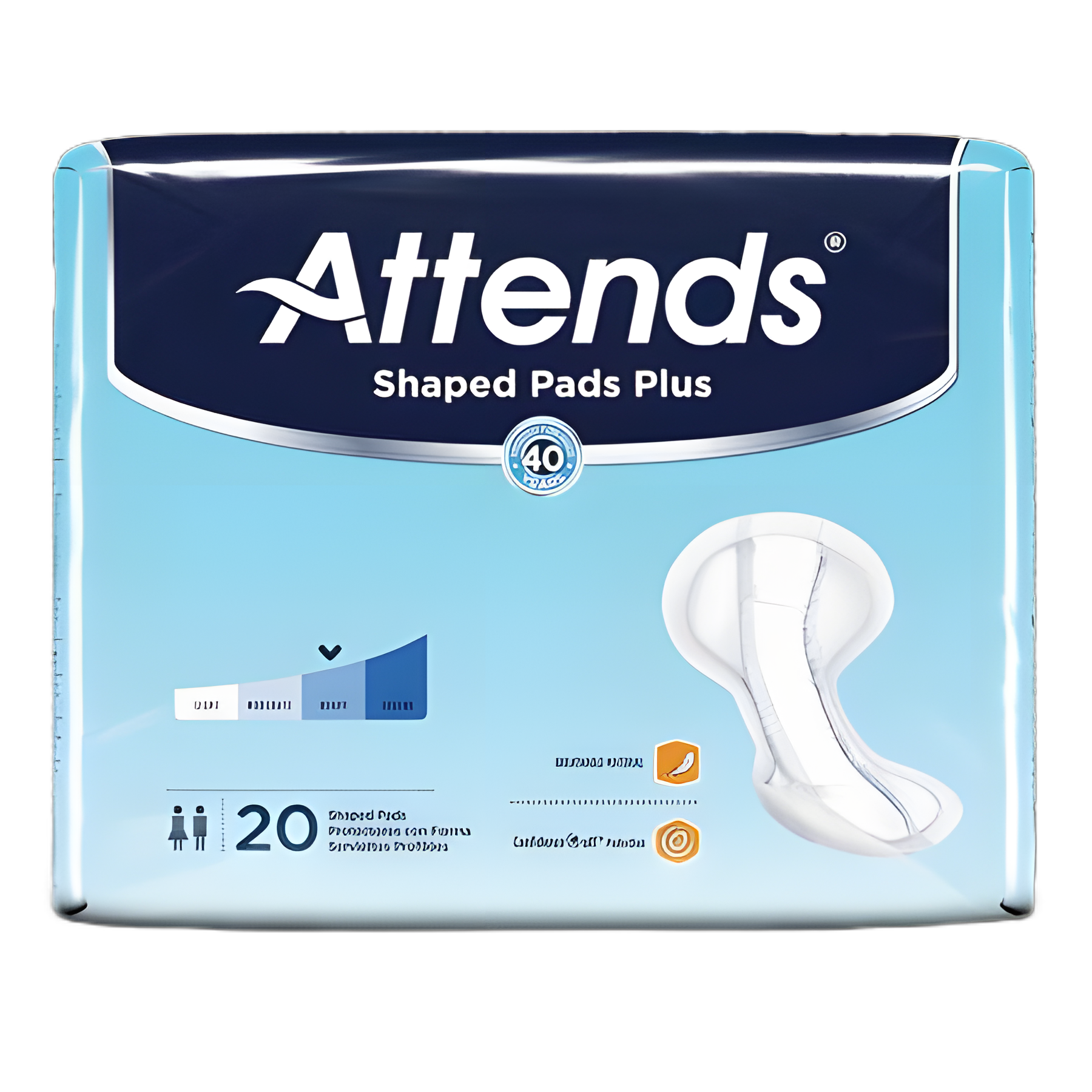 Attends® Shaped Pads Super Plus - Heavy Absorbency Bladder Control Pad 12 X 25-1/2 Inch for Severe Incontinence
