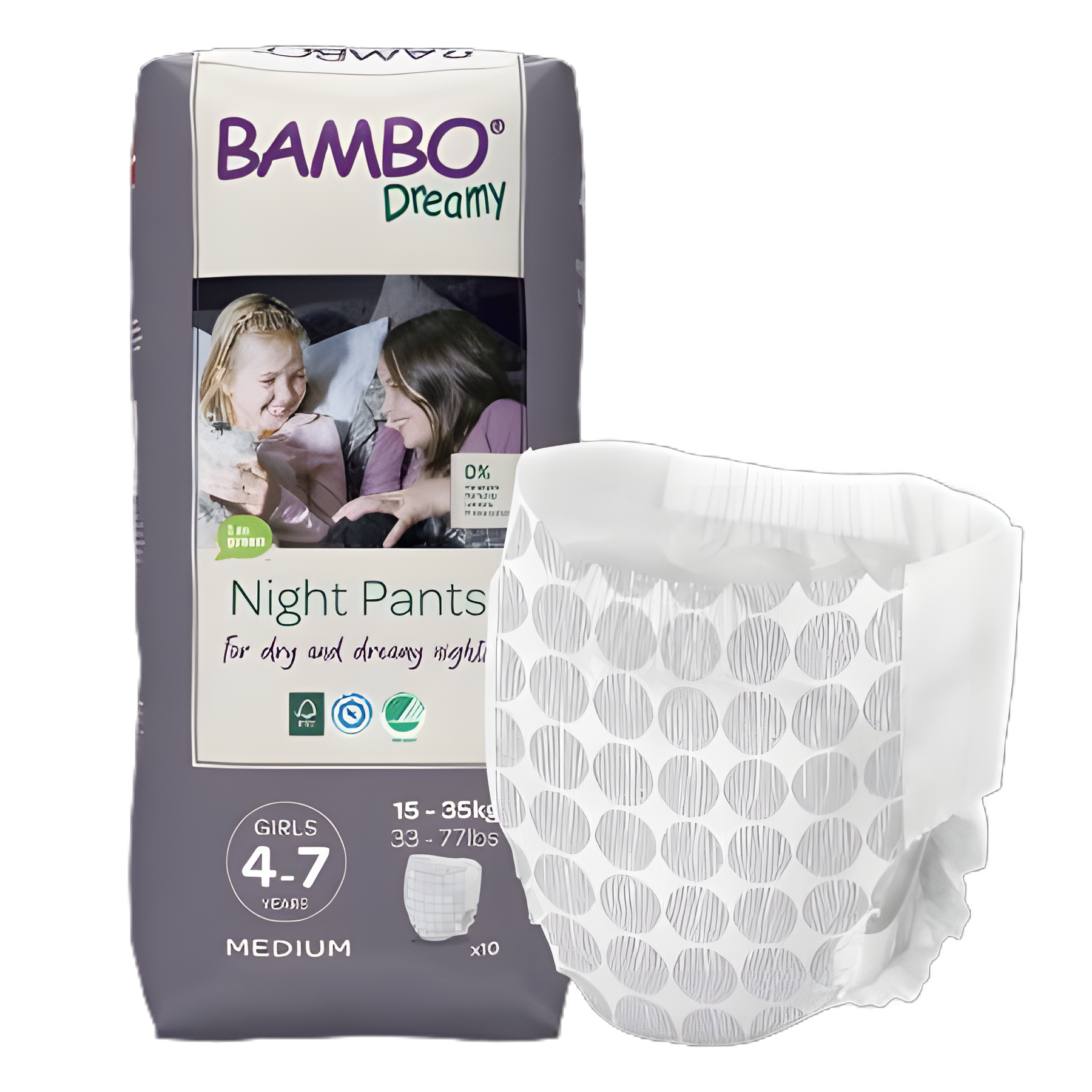 Female Youth Training Pants Bambo® Dreamy Pull On with Tear Away Seams Size 4 to 7 Years Disposable Heavy Absorbency