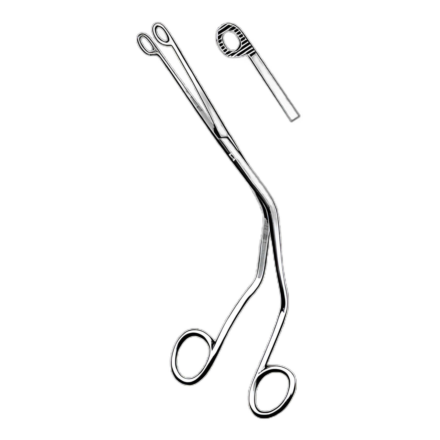Catheter Forceps Merit™ Magill 8 Inch Length Mid Grade Stainless Steel NonSterile NonLocking Finger Ring Handle Angled Blunt Serrated Fenestrated Tips