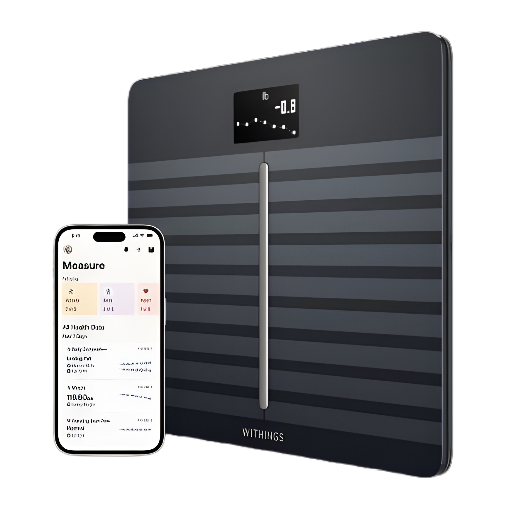 Cardio Body Composition Analyzer Step On Withings LCD Display 5 -> 180kg (9 -> 396lb) Black