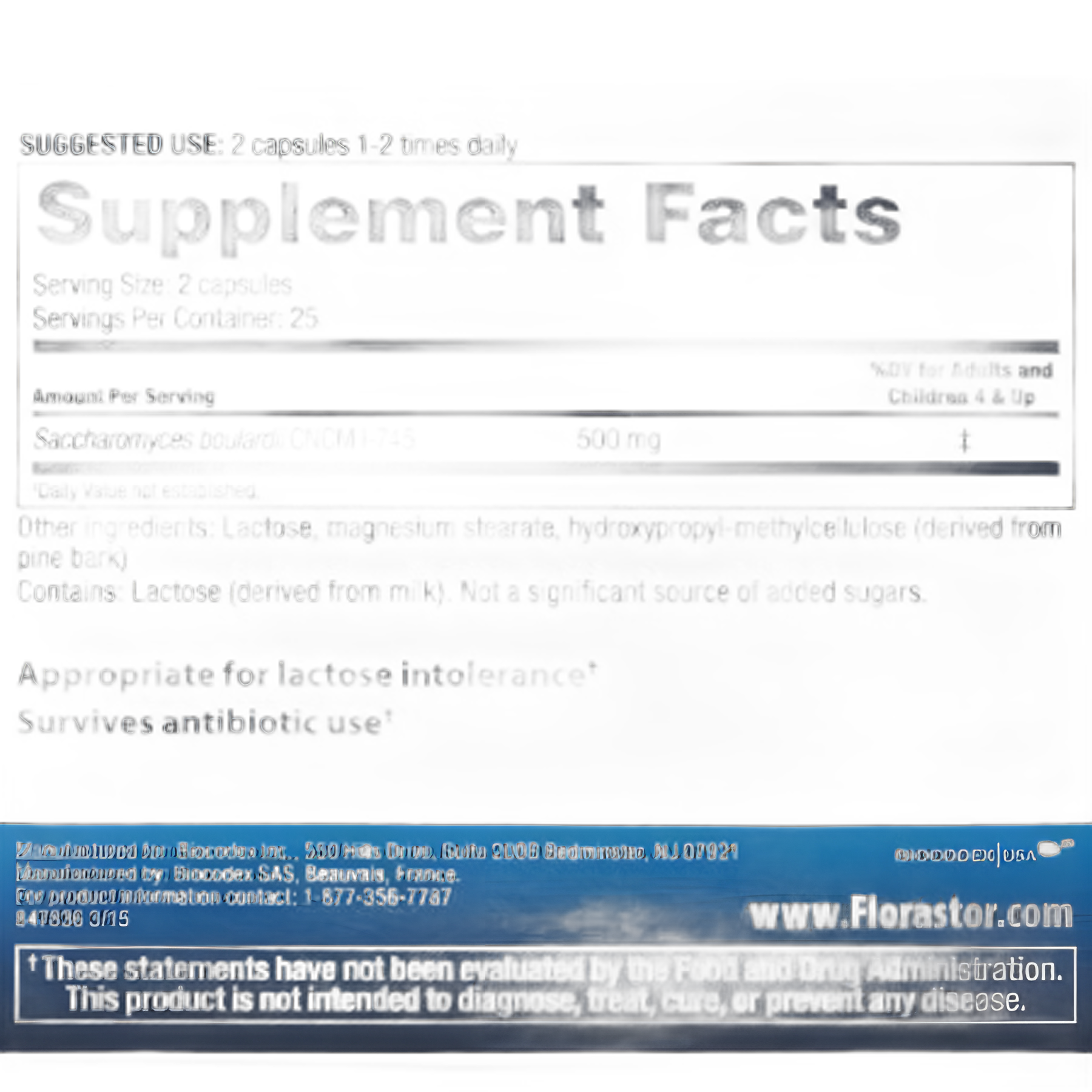 Probiotic Dietary Supplement Florastor® 50 per Bottle Capsule