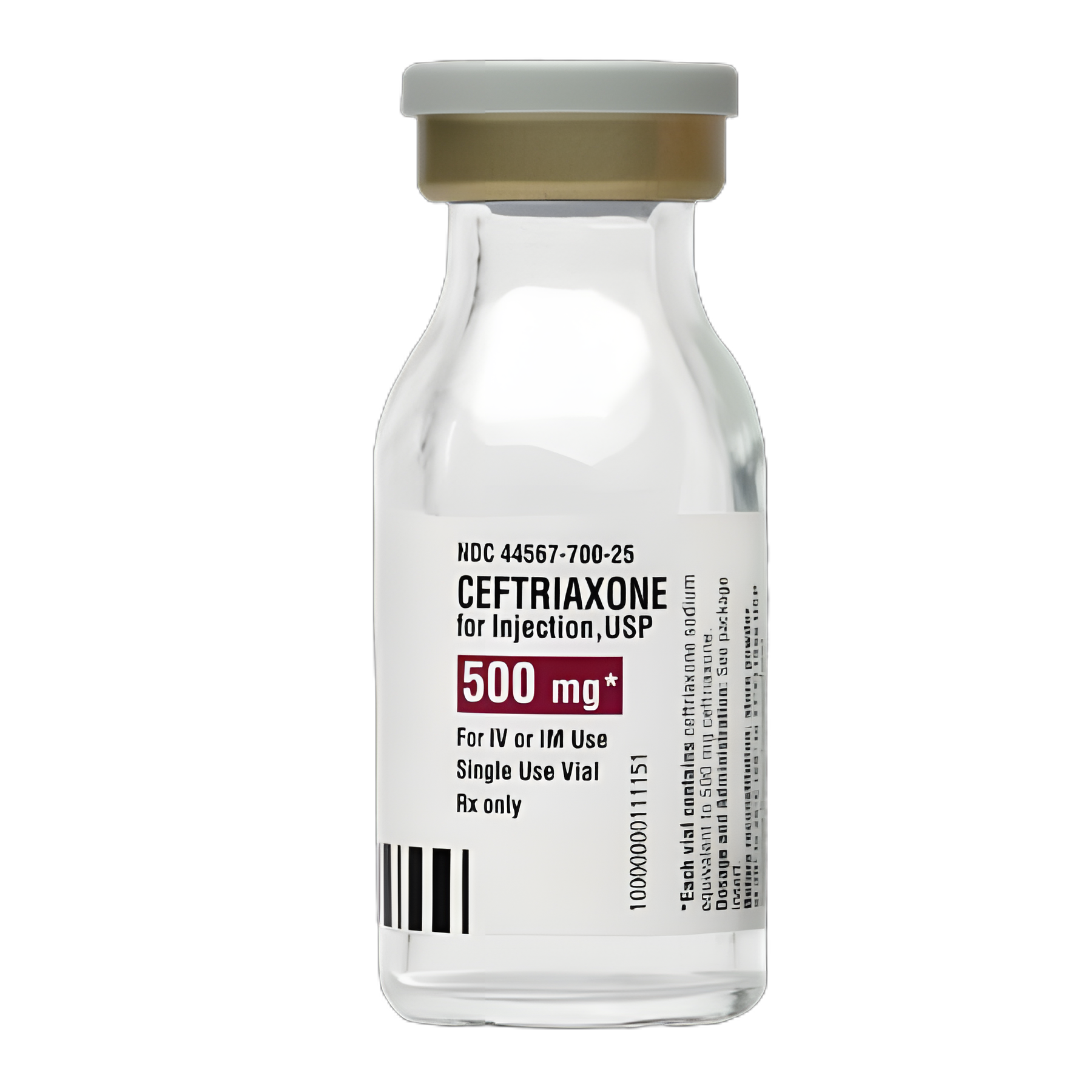 Ceftriaxone Sodium 500 mg Injection Vial - Preservative-Free, Generic for Rocephin®